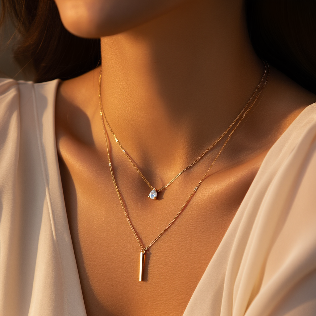 Multilayer Pendant Necklace┃Trendy Layered Choker Chain for Women, Shiny Party Jewelry Gift