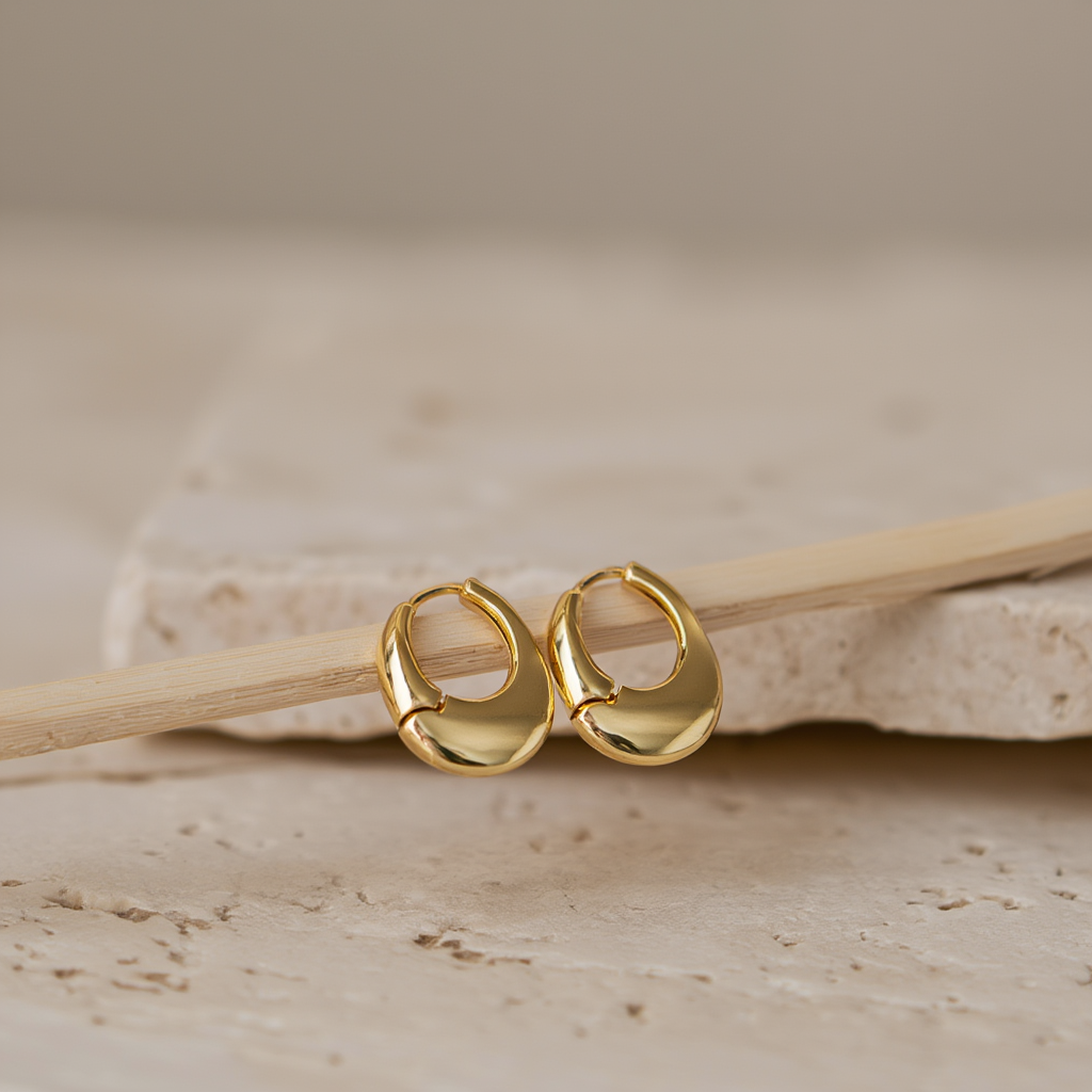 Oval Metal Earrings┃Elegant 3D Design for Women | Stylish Everyday Jewelry & Gift Choice