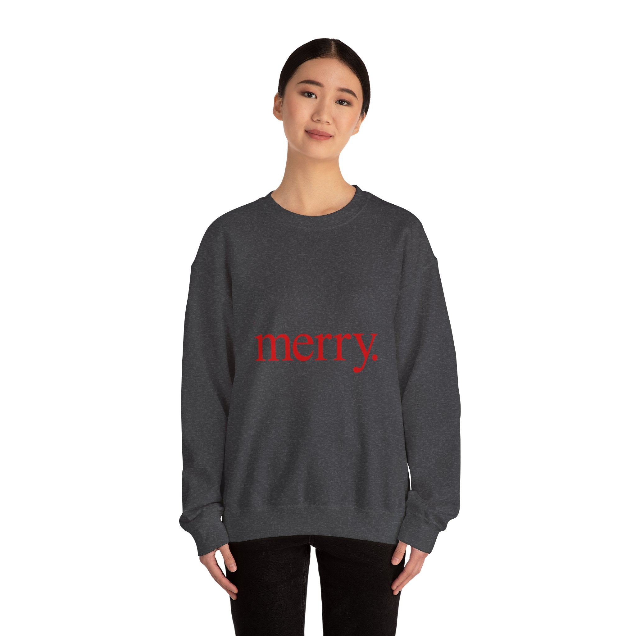 Merry. Holiday Crewneck Sweatshirt — Minimal Christmas Graphic