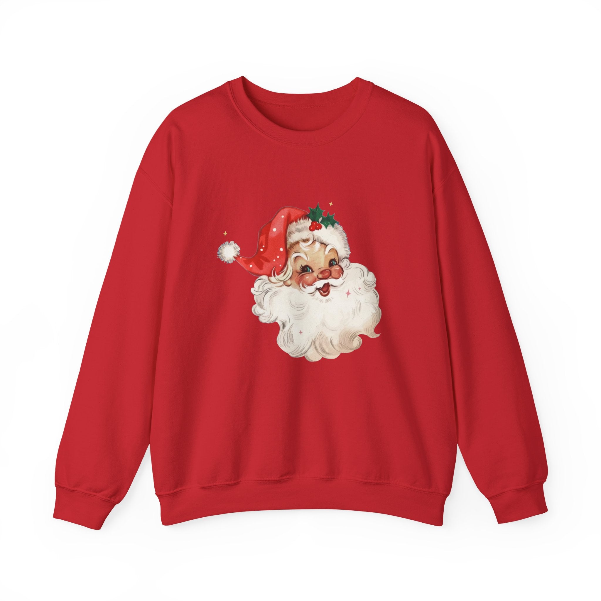 Vintage Santa Face Crewneck Sweatshirt - Retro Christmas Holiday Pullover