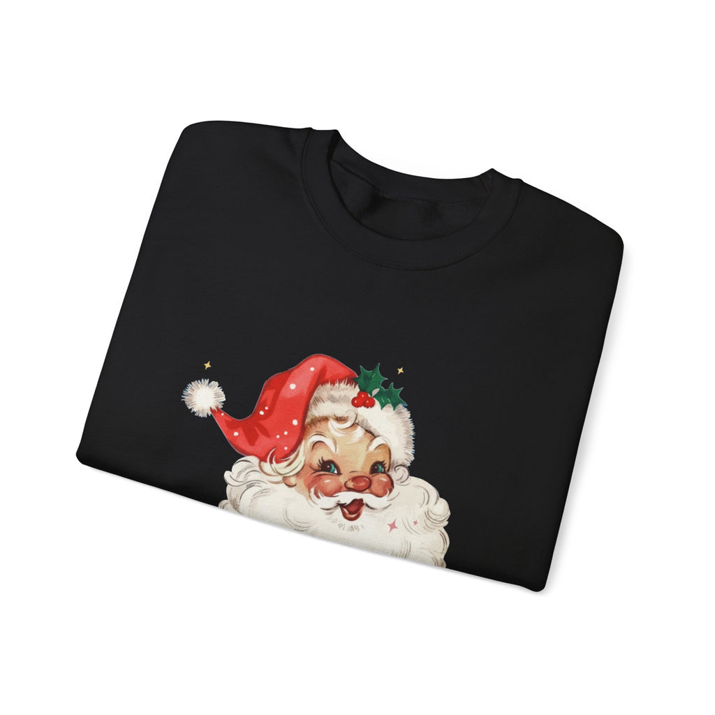 Vintage Santa Face Crewneck Sweatshirt - Retro Christmas Holiday Pullover