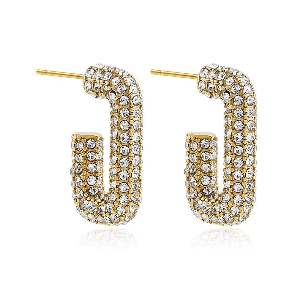 Gold-Plated Huggie Hoop Earrings | Geometric U-Shape Stainless Steel Hoops for Women