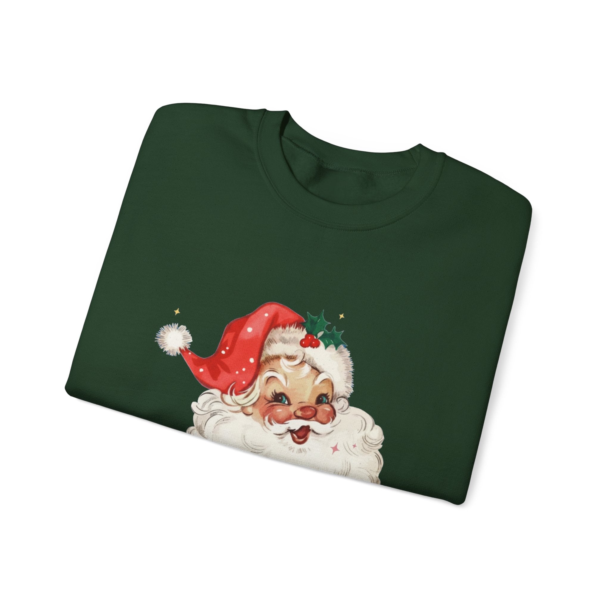 Vintage Santa Face Crewneck Sweatshirt - Retro Christmas Holiday Pullover