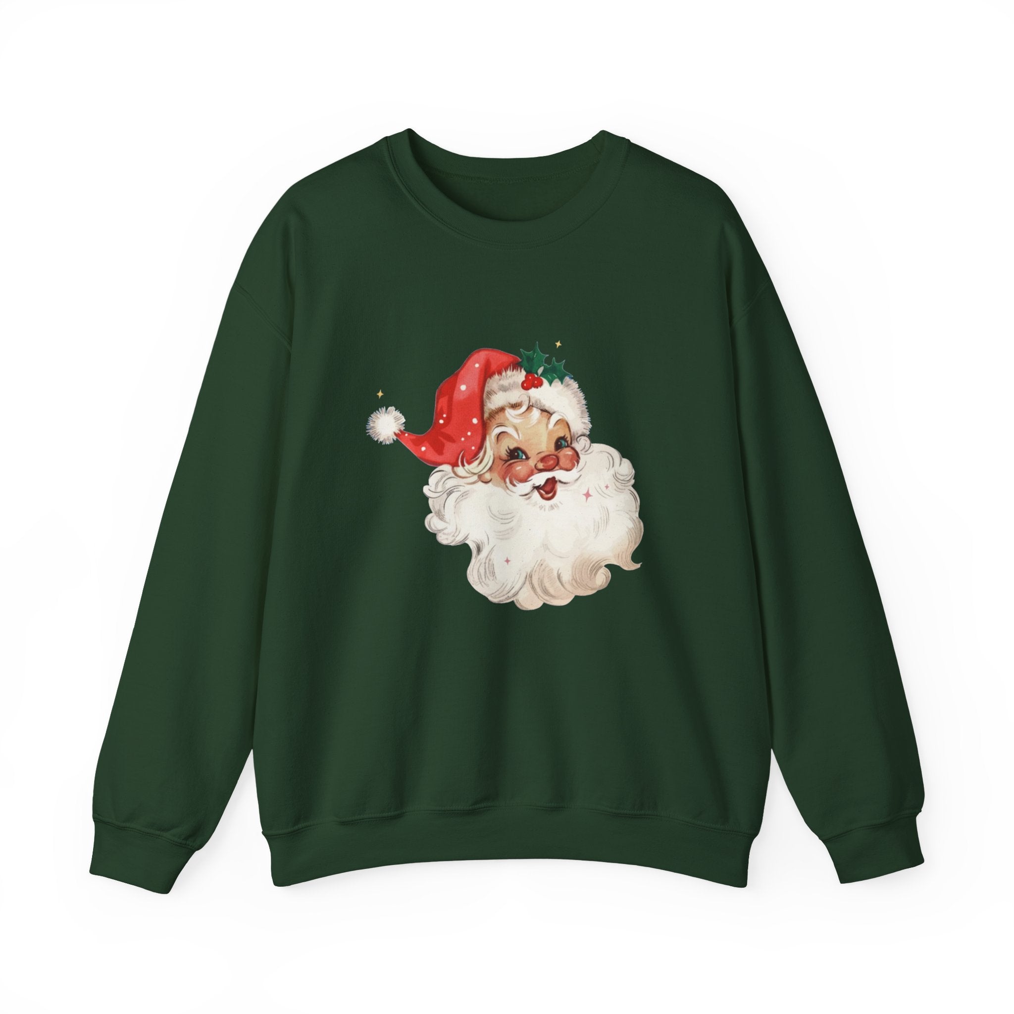 Vintage Santa Face Crewneck Sweatshirt - Retro Christmas Holiday Pullover