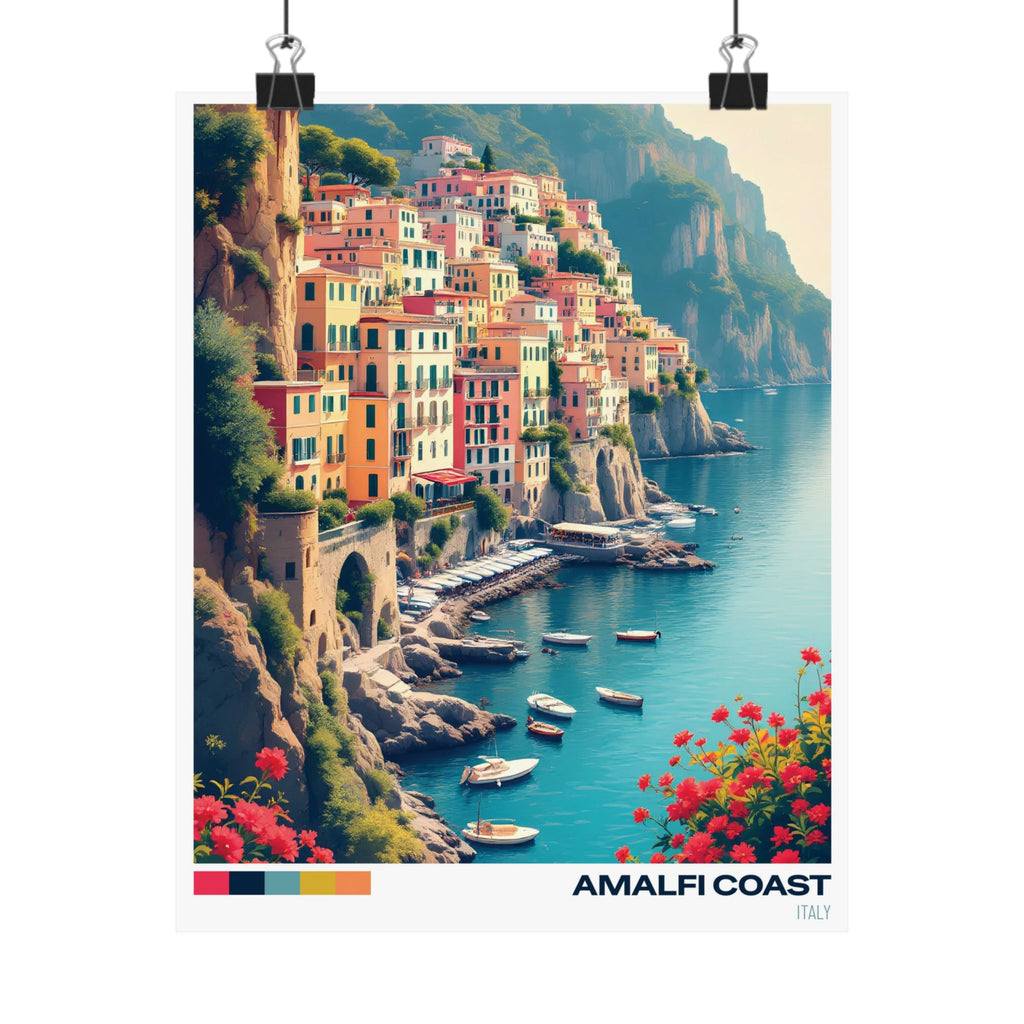 Amalfi Coast Matte Vertical Poster - Vibrant Coastal Wall Art for Home Decor
