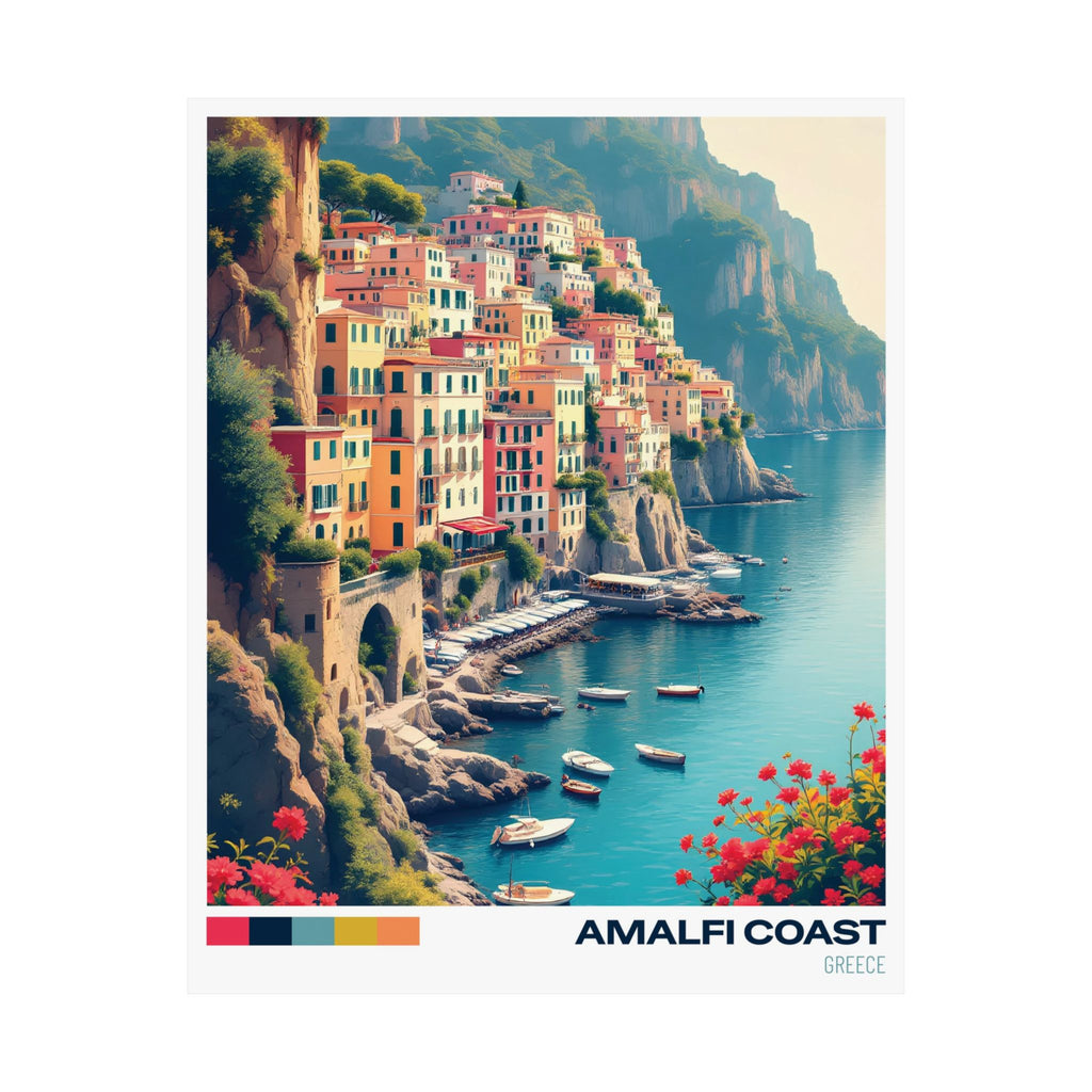 Amalfi Coast Matte Vertical Poster - Vibrant Coastal Wall Art for Home Decor