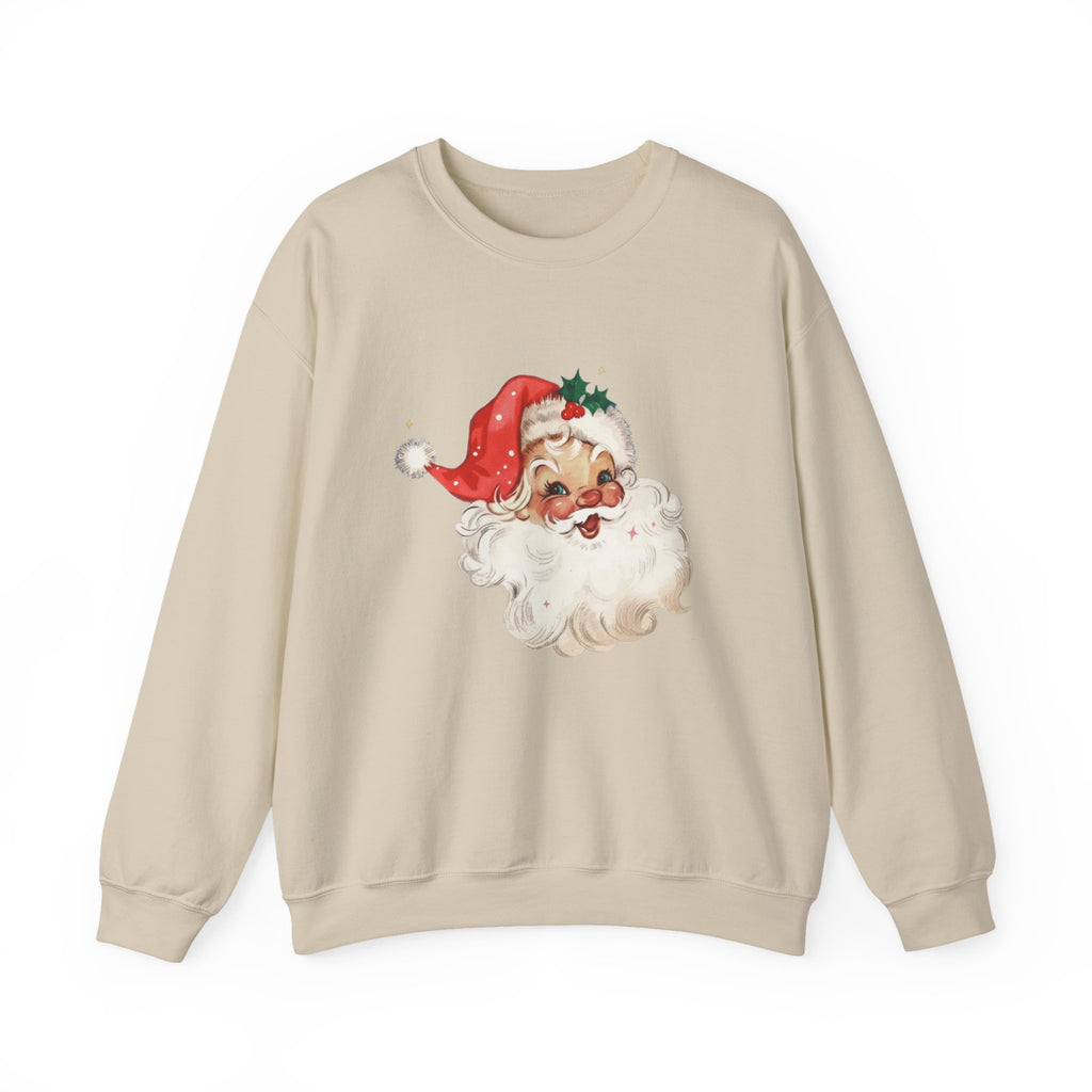Vintage Santa Face Crewneck Sweatshirt - Retro Christmas Holiday Pullover