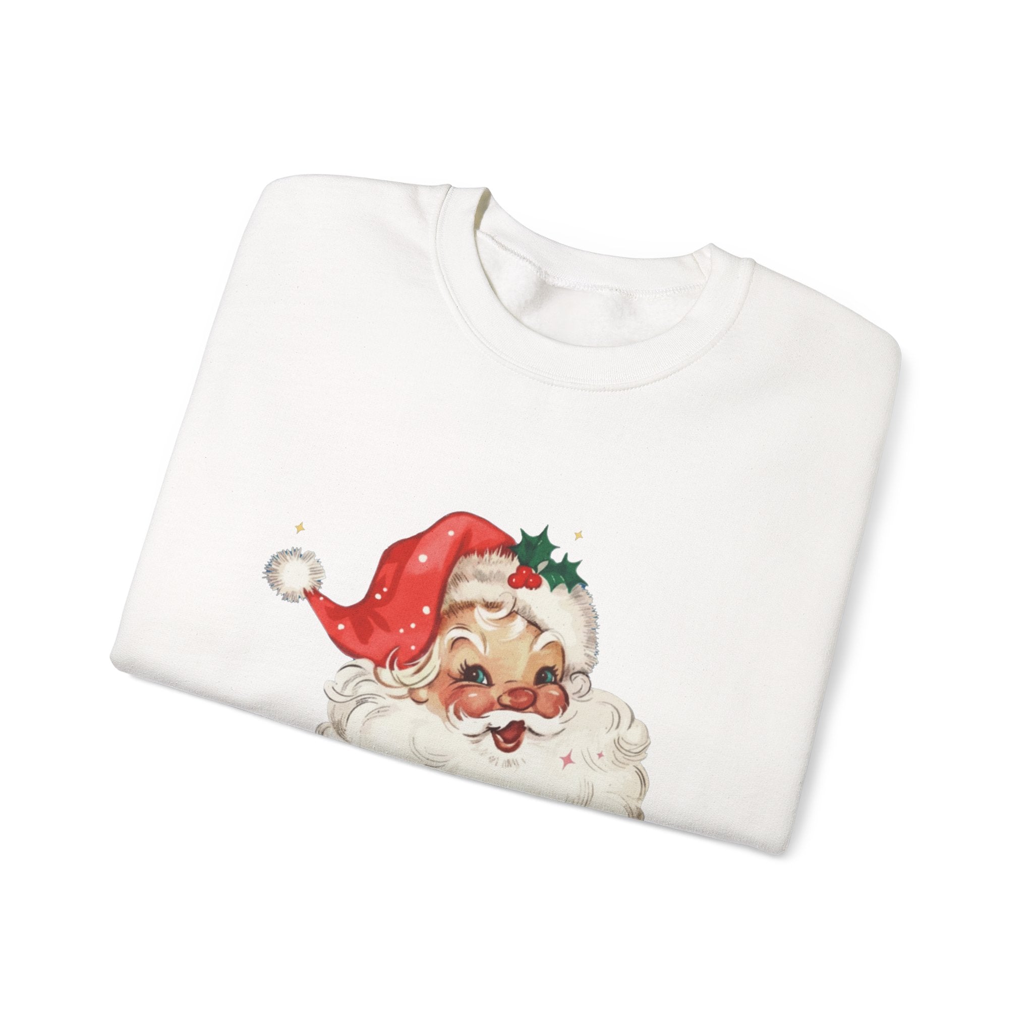 Vintage Santa Face Crewneck Sweatshirt - Retro Christmas Holiday Pullover