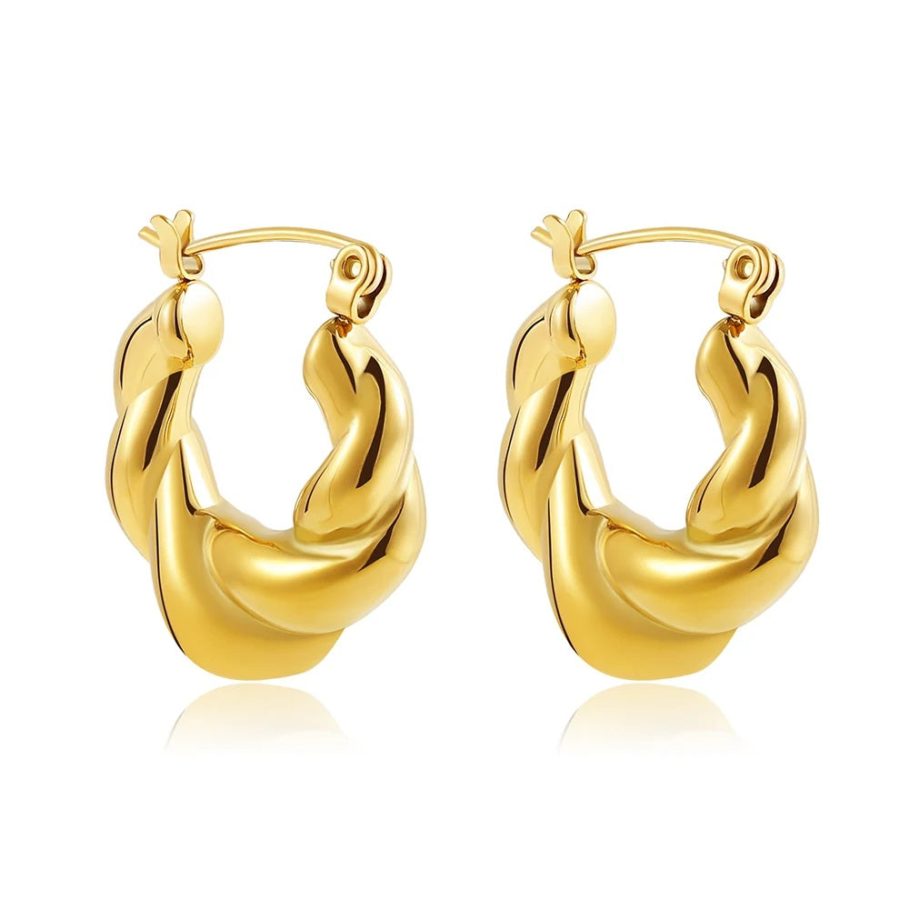 Gold-Plated Huggie Hoop Earrings | Geometric U-Shape Stainless Steel Hoops for Women