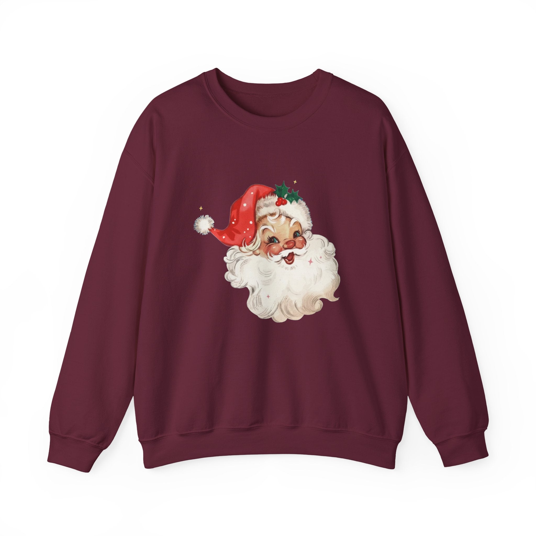 Vintage Santa Face Crewneck Sweatshirt - Retro Christmas Holiday Pullover