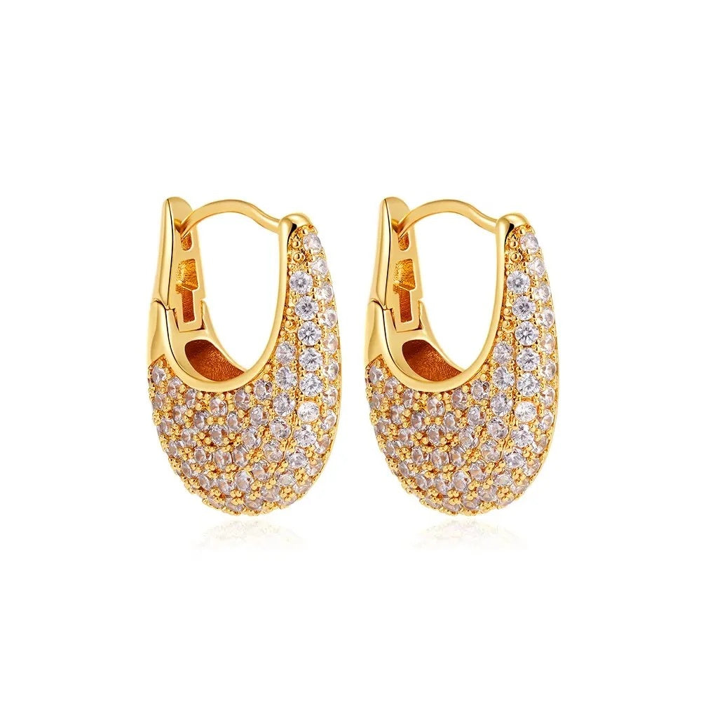 Gold-Plated Huggie Hoop Earrings | Geometric U-Shape Stainless Steel Hoops for Women