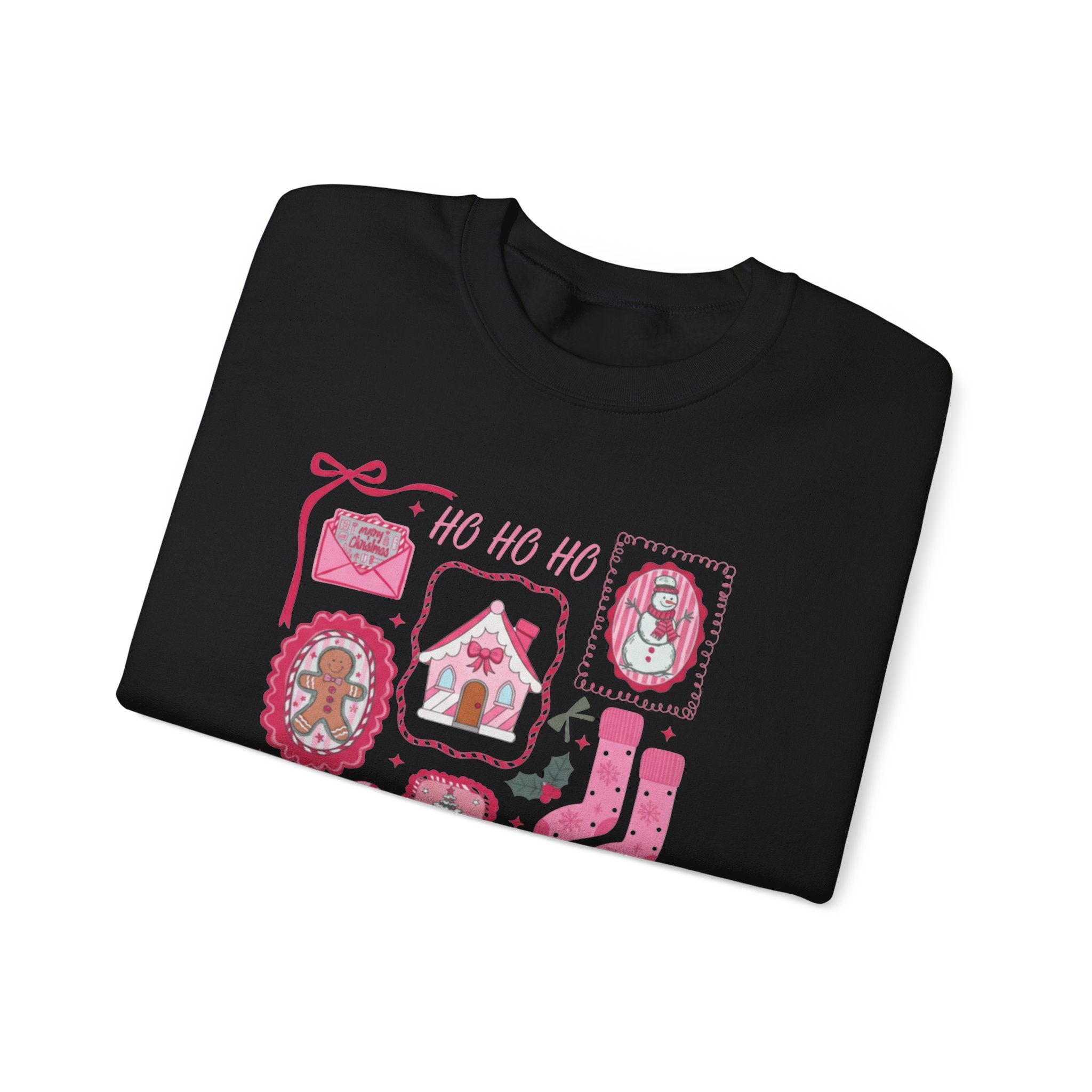 Holiday Graphic Sweatshirt — 'Tis the Season Pink Christmas Icons
