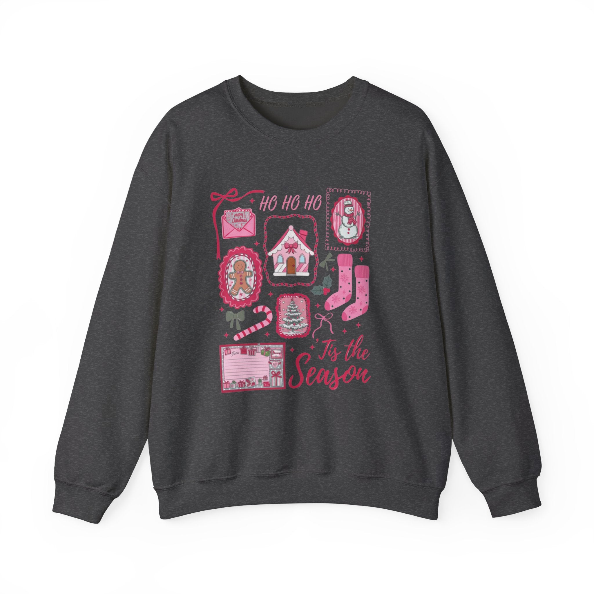 Holiday Graphic Sweatshirt — 'Tis the Season Pink Christmas Icons