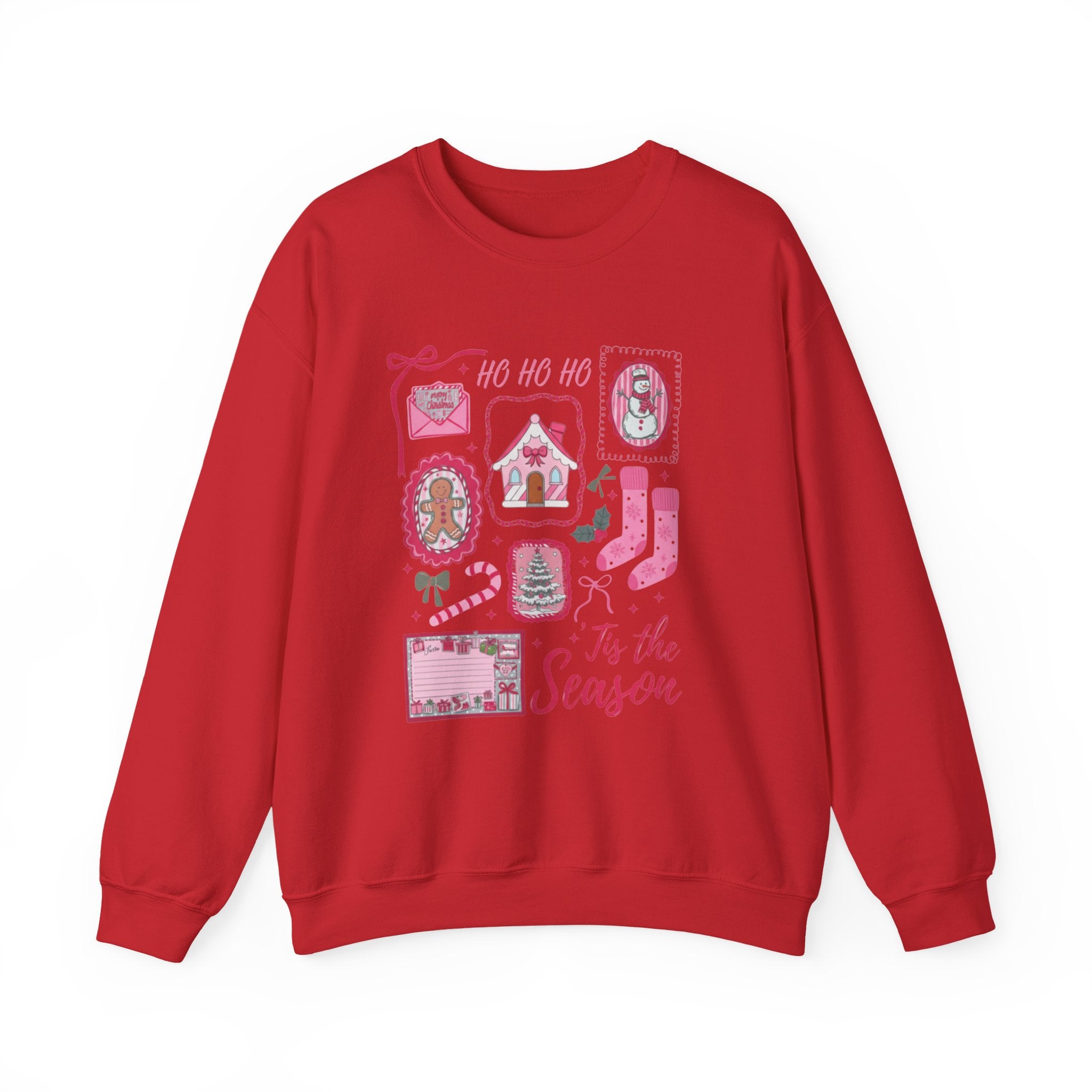 Holiday Graphic Sweatshirt — 'Tis the Season Pink Christmas Icons