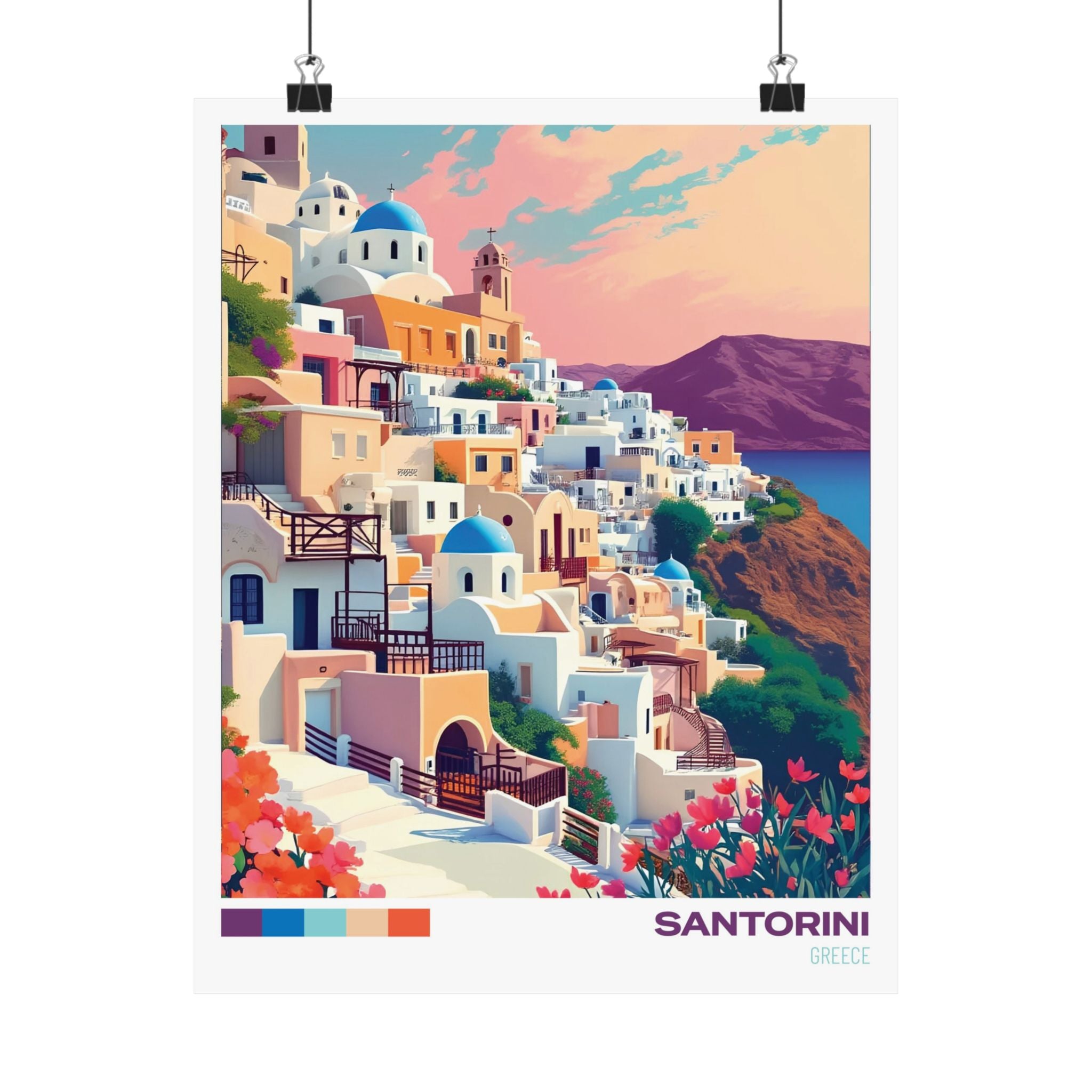 Santorini Travel Poster | Wall art poster | Wall decor | Home decor