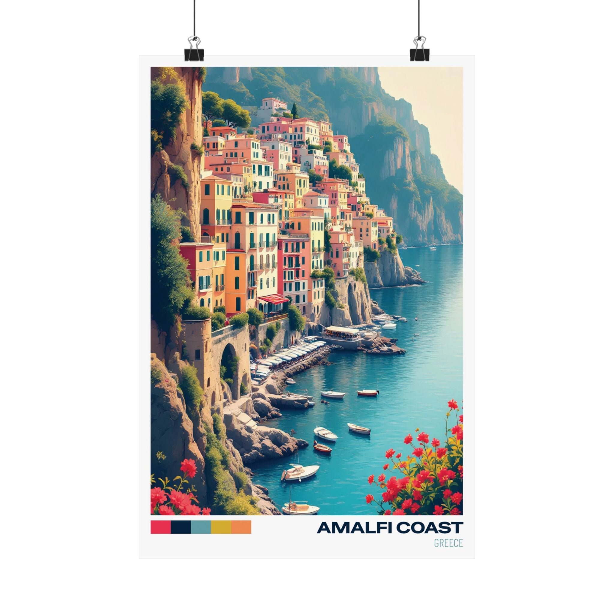 Amalfi Coast Matte Vertical Poster - Vibrant Coastal Wall Art for Home Decor