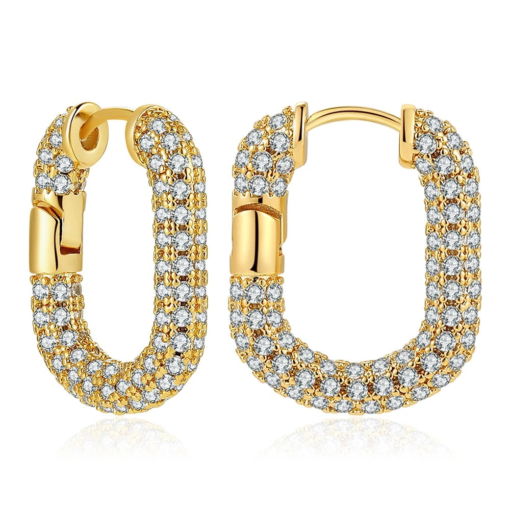 Gold-Plated Huggie Hoop Earrings | Geometric U-Shape Stainless Steel Hoops for Women