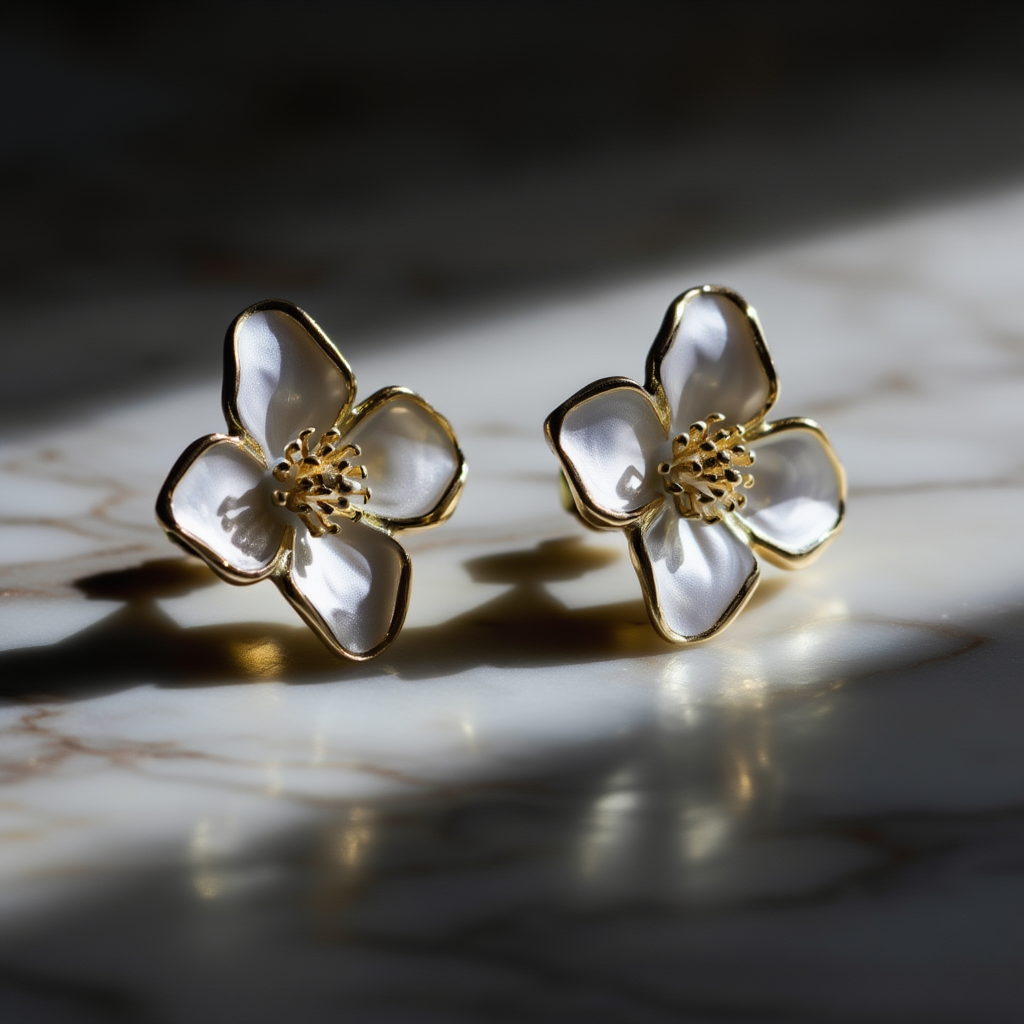 Flower Earrings┃Gold Crystal Zircon Studs for Women | Elegant Party Accessories