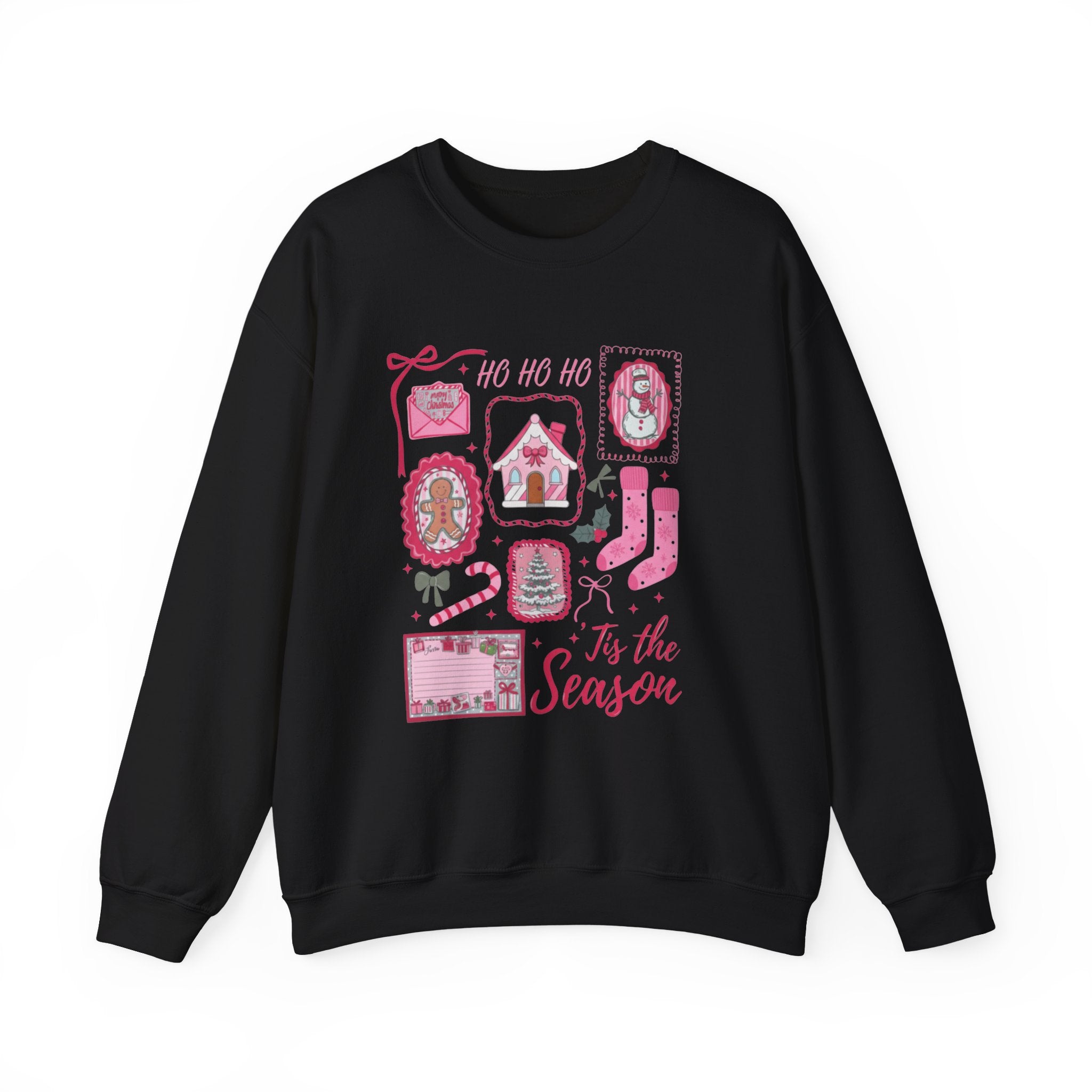 Holiday Graphic Sweatshirt — 'Tis the Season Pink Christmas Icons