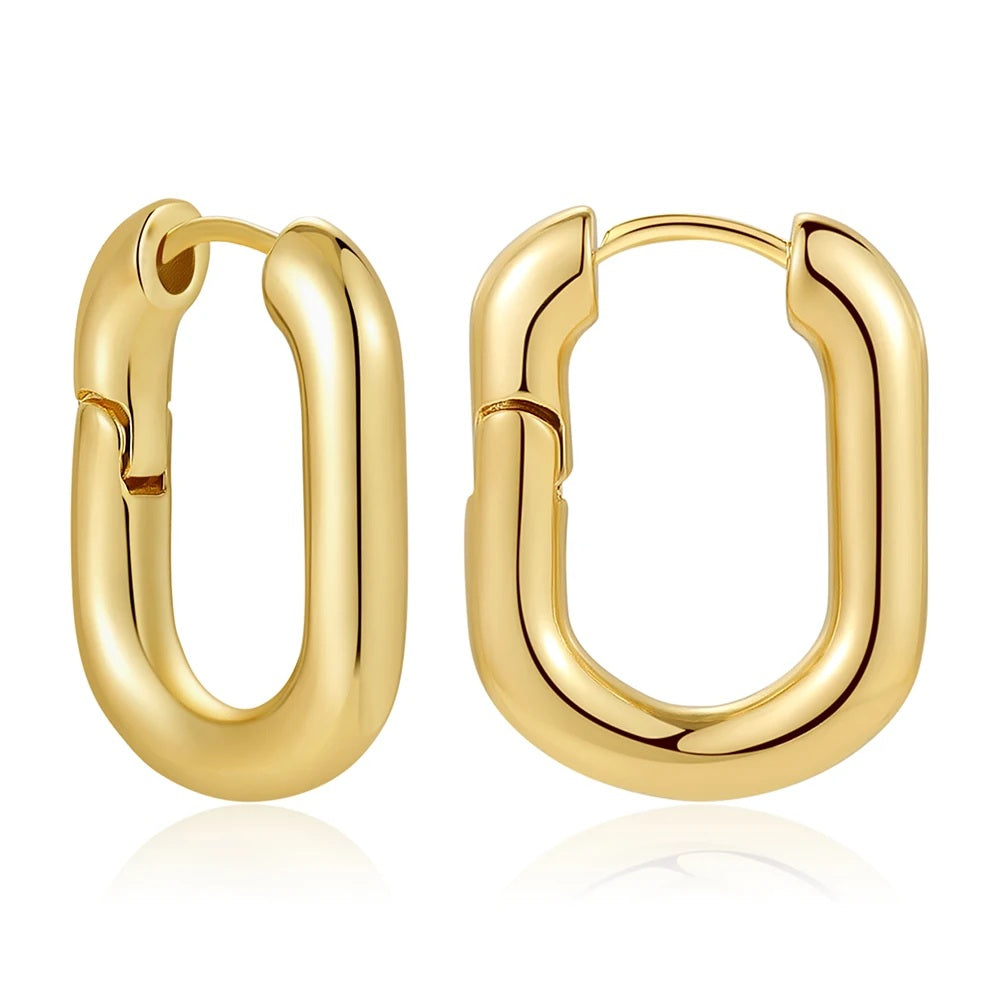 Gold-Plated Huggie Hoop Earrings | Geometric U-Shape Stainless Steel Hoops for Women