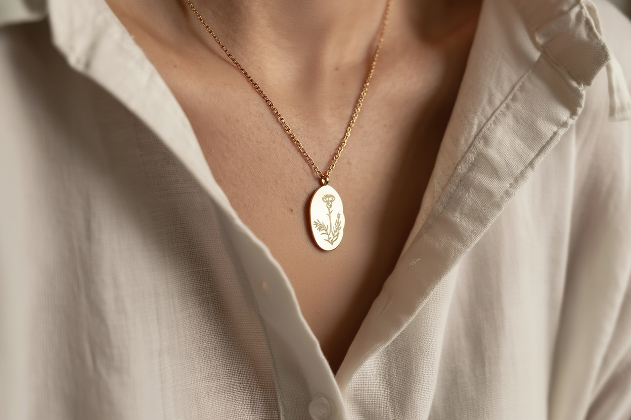 Custom Flower Necklace | Gift for her | Birth flower necklace