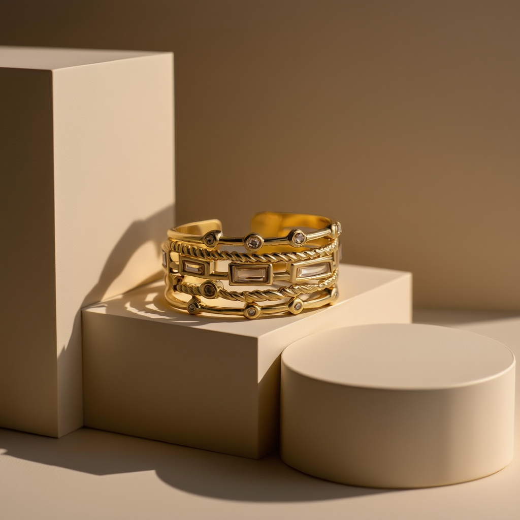 18K Gold-Plated Sun Ring┃Hollow Metal Texture with Inlaid Natural Stone | Trendy Women’s Jewelry