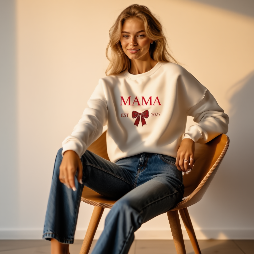 Mama | Bow Crewneck Sweatshirt | New Mom sweatshirt
