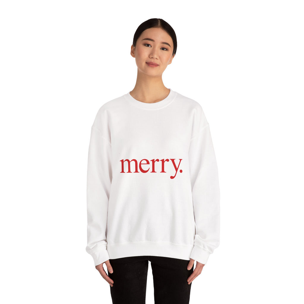 Merry. Holiday Crewneck Sweatshirt — Minimal Christmas Graphic