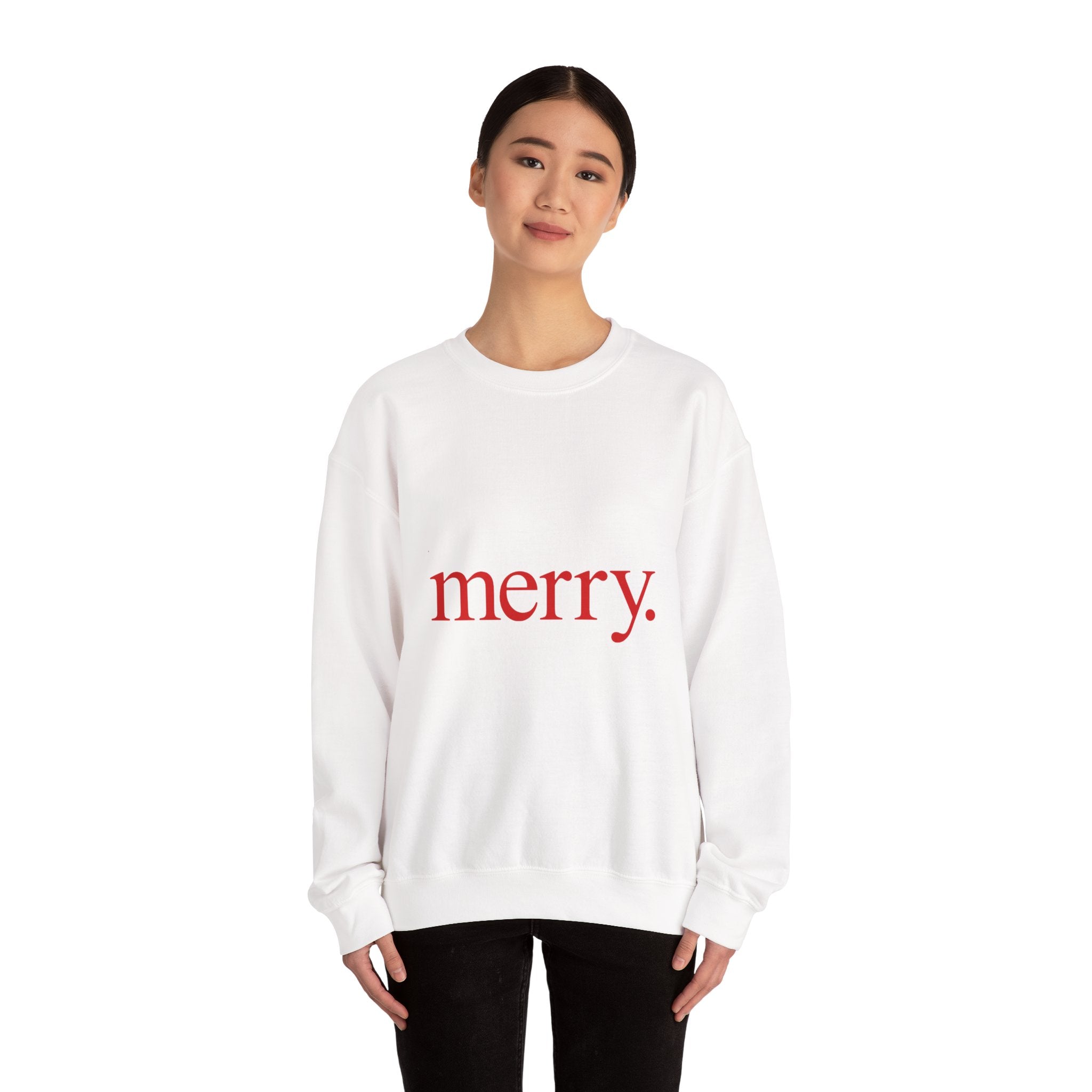 Merry. Holiday Crewneck Sweatshirt — Minimal Christmas Graphic
