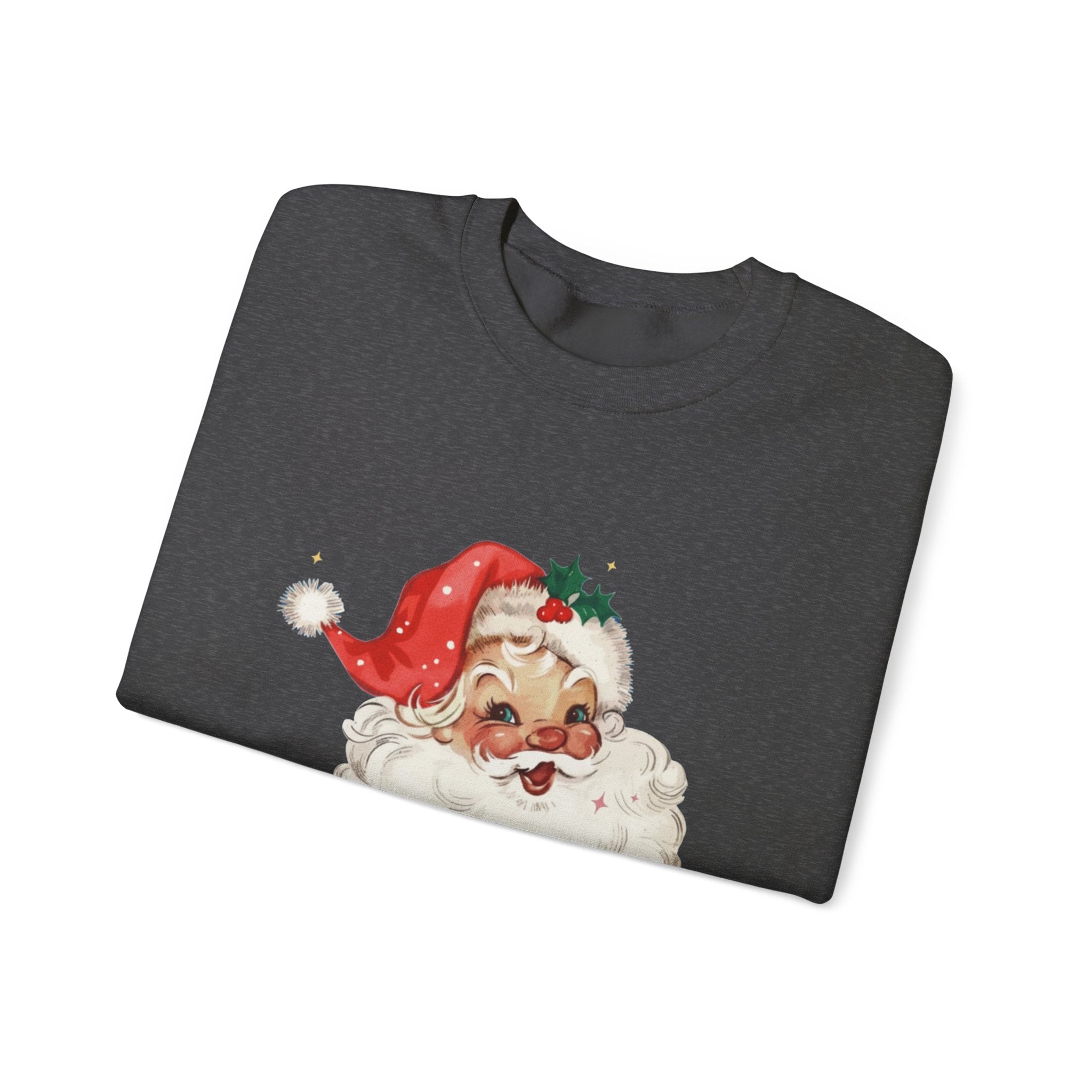 Vintage Santa Face Crewneck Sweatshirt - Retro Christmas Holiday Pullover