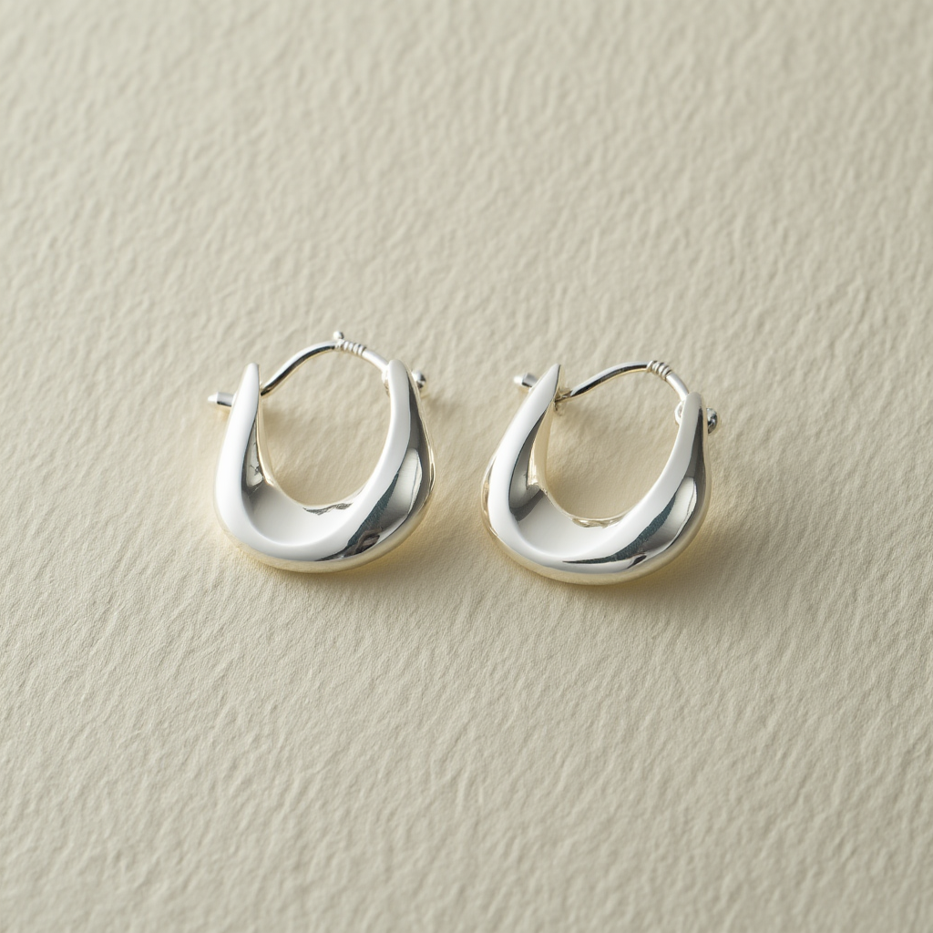 Sterling Chunky Hoop Earrings┃Simple Round Drop Hoops | Hypoallergenic Gift for Women | Gift for her