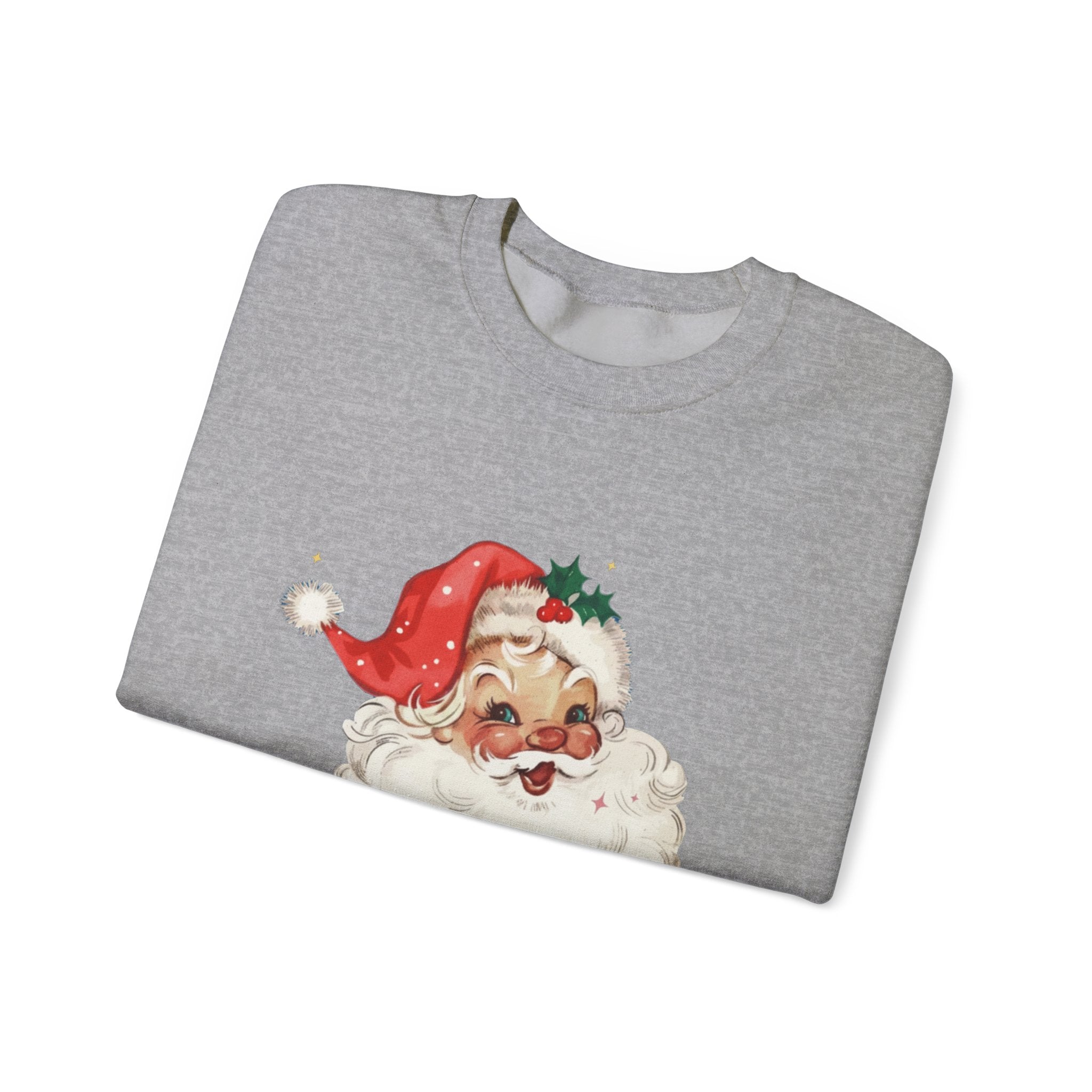 Vintage Santa Face Crewneck Sweatshirt - Retro Christmas Holiday Pullover