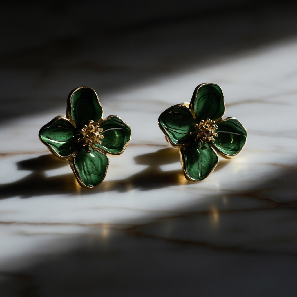 Flower Earrings┃Gold Crystal Zircon Studs for Women | Elegant Party Accessories