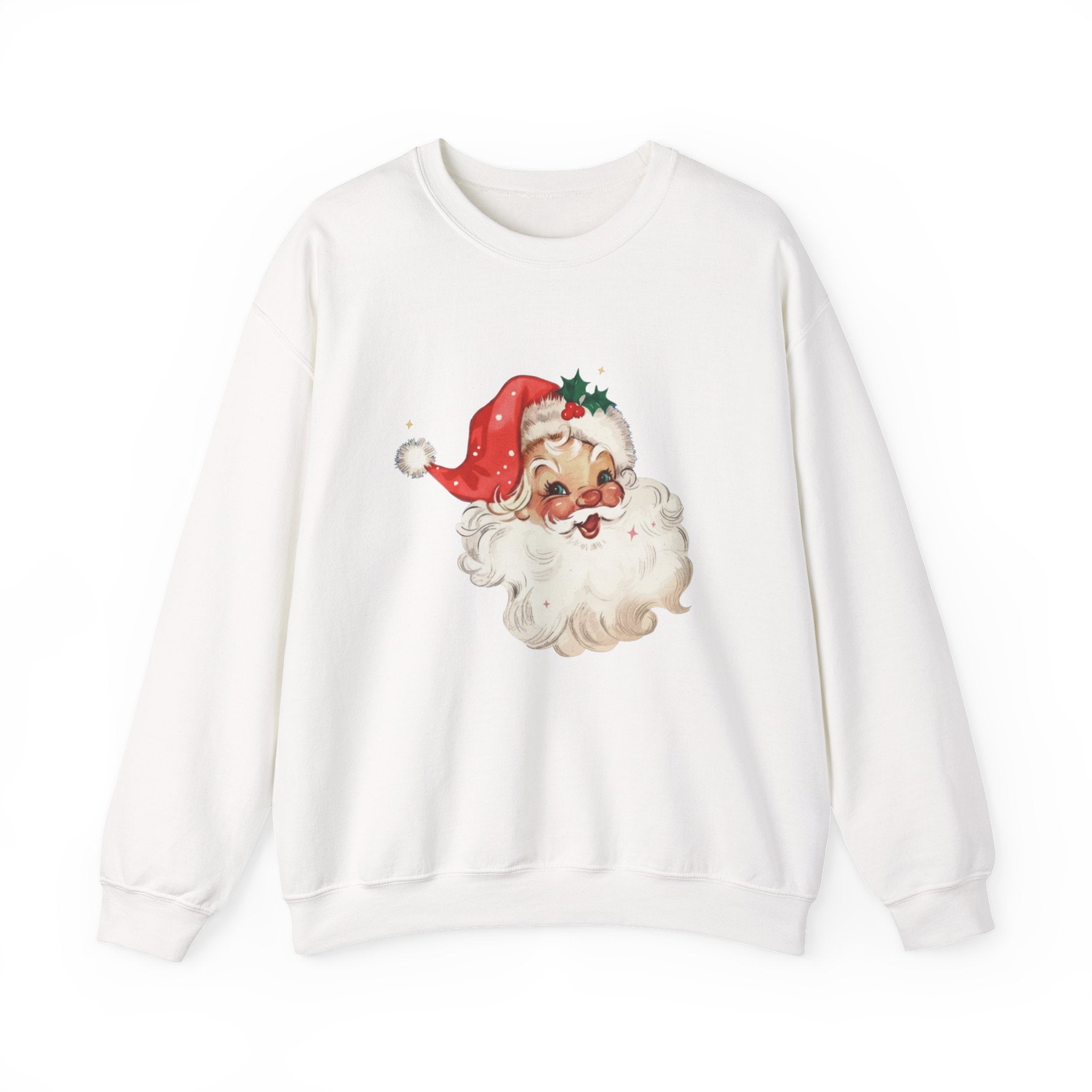 Vintage Santa Face Crewneck Sweatshirt - Retro Christmas Holiday Pullover