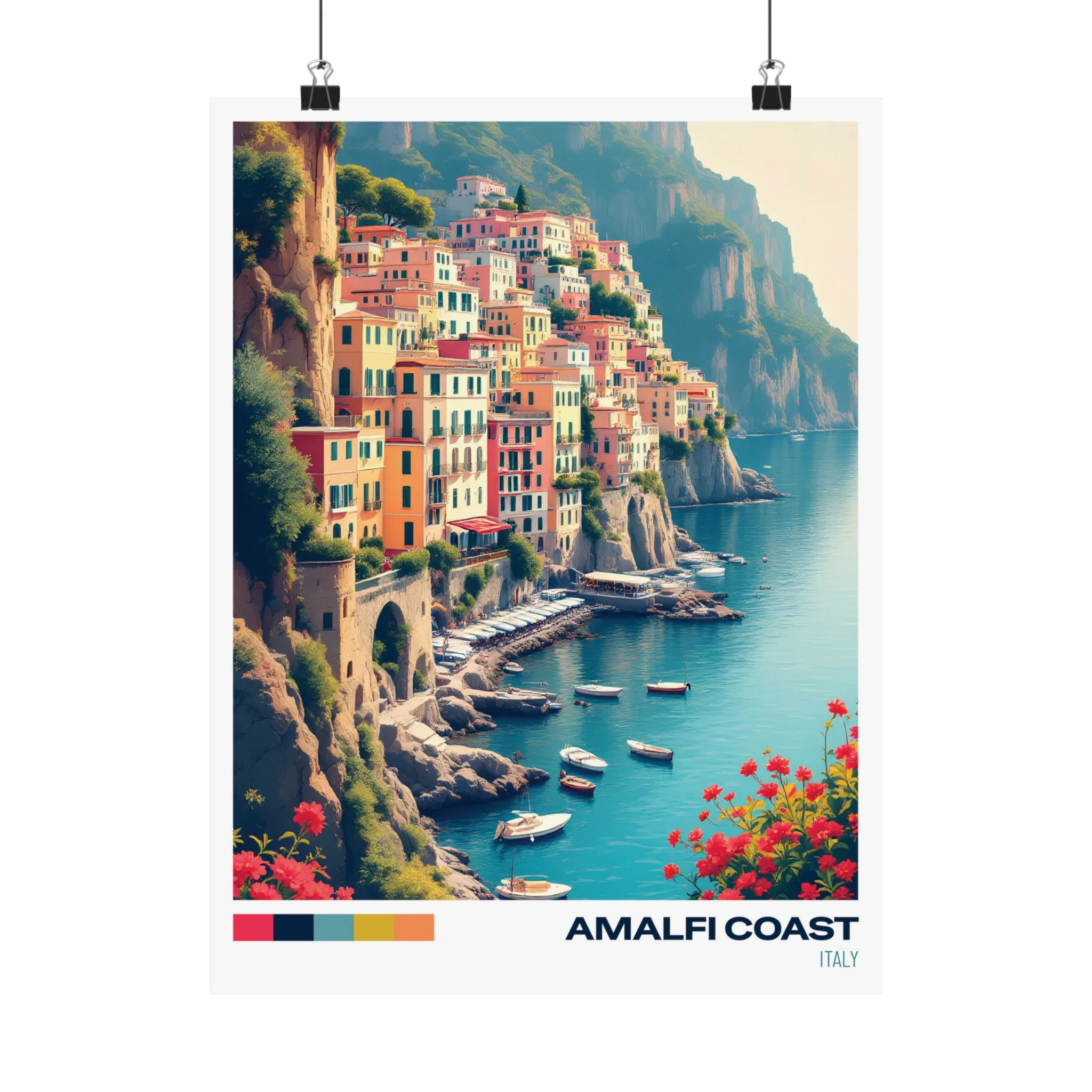 Amalfi Coast Matte Vertical Poster - Vibrant Coastal Wall Art for Home Decor