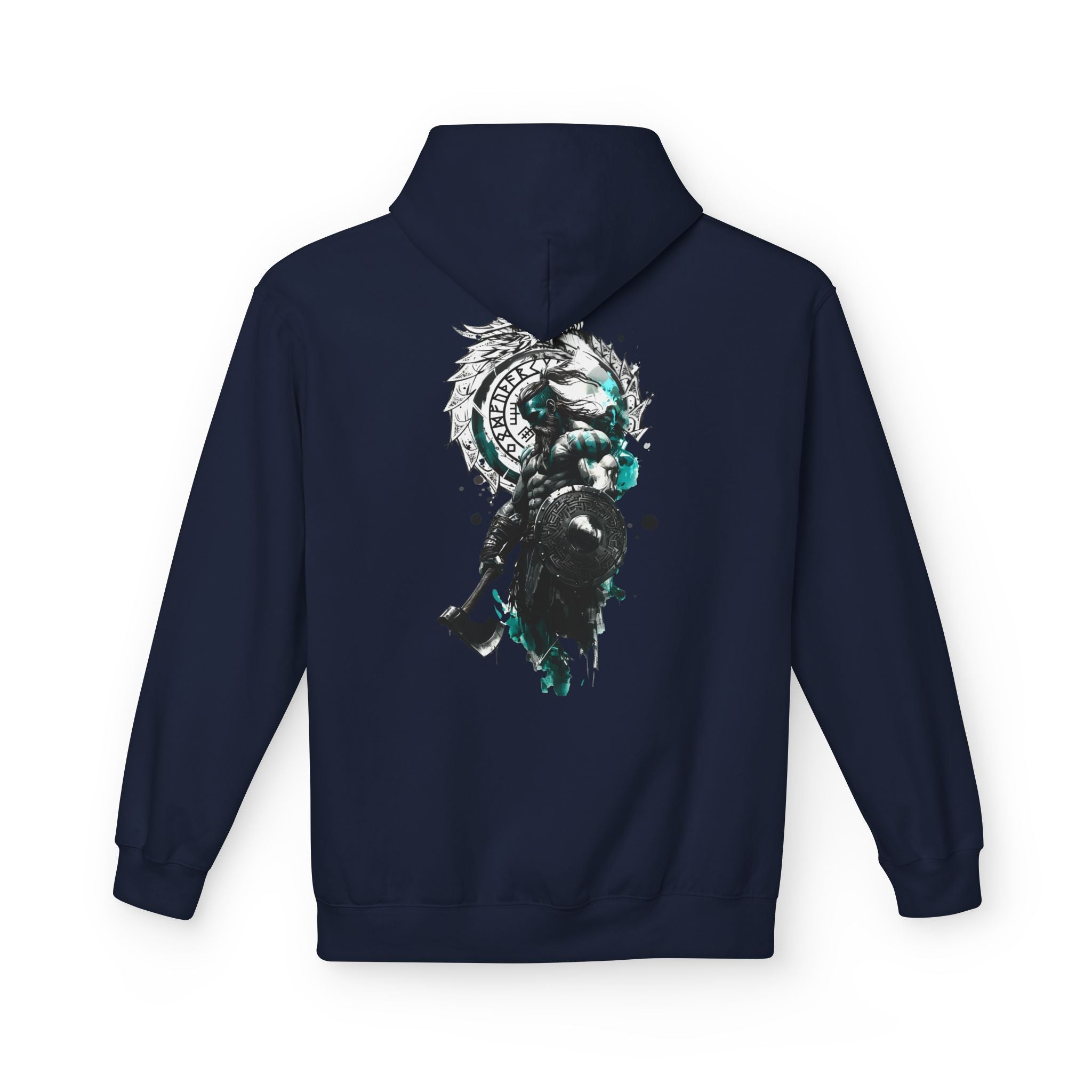 Viking Raven Axe Hoodie — Norse Warrior Graphic Pullover