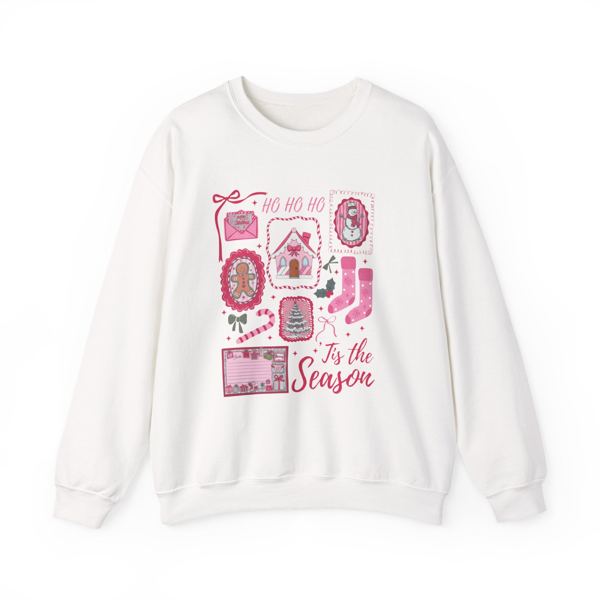 Holiday Graphic Sweatshirt — 'Tis the Season Pink Christmas Icons