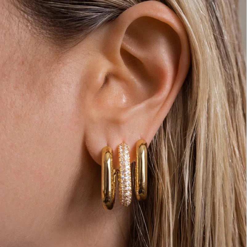 Gold-Plated Huggie Hoop Earrings | Geometric U-Shape Stainless Steel Hoops for Women