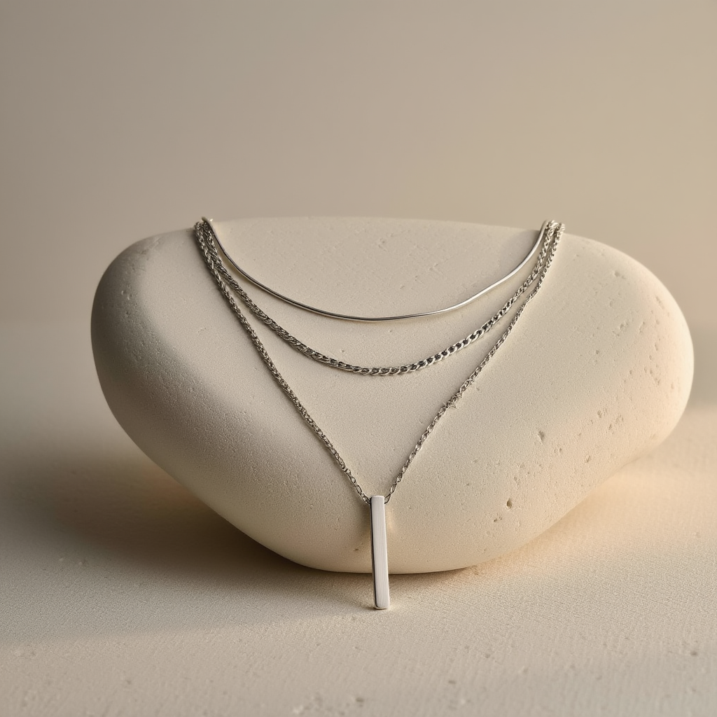 Layered Gold Bar Pendant Necklace┃Rectangular Metal Clavicle Chain for Women | Minimal Everyday Jewelry