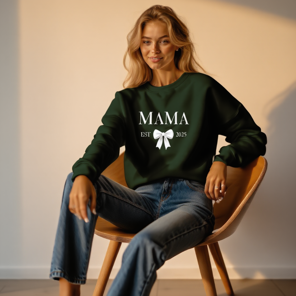 Mama | Bow Crewneck Sweatshirt | New Mom sweatshirt