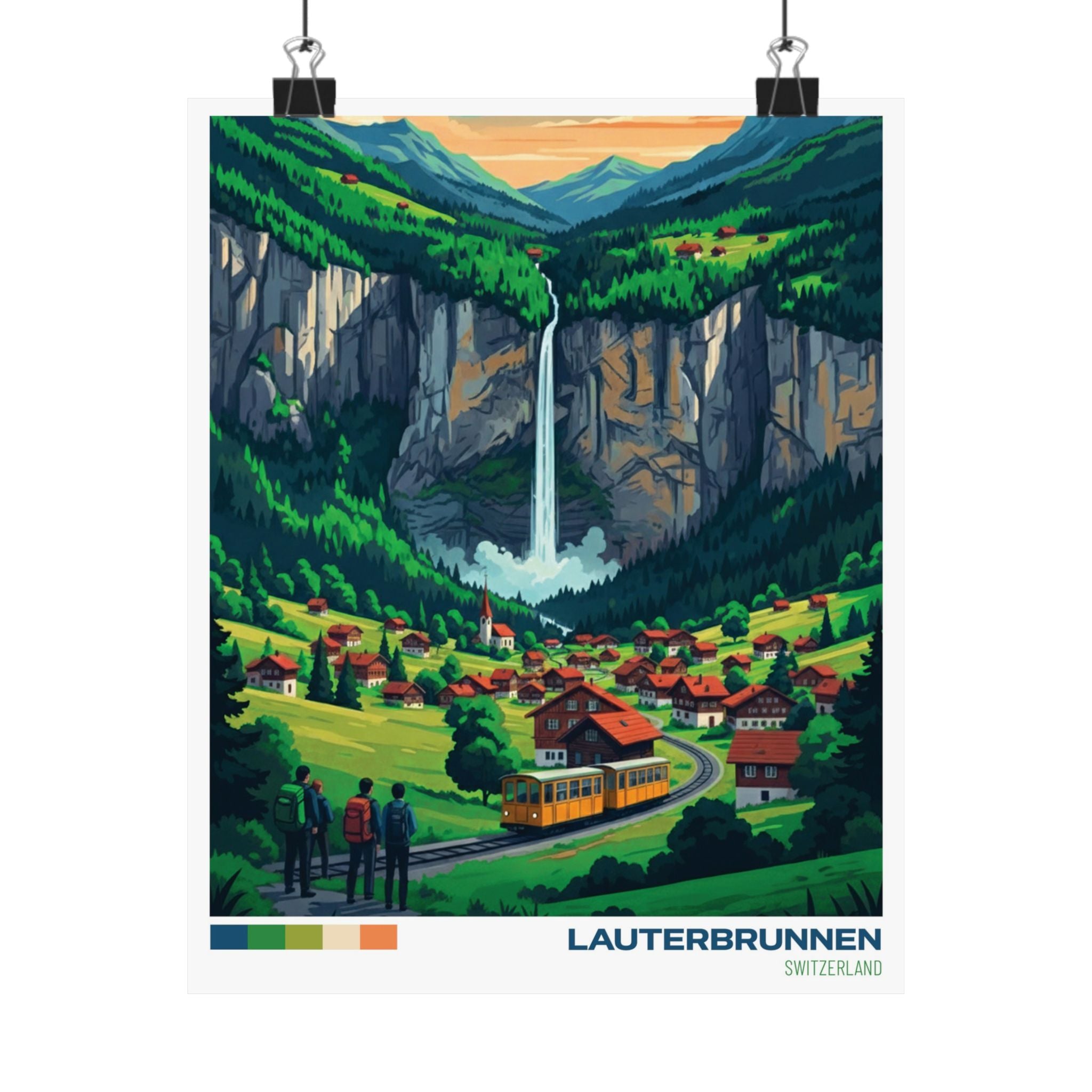 Lauterbrunnen Landscape Print | Swiss Alps Wall Art | Travel Poster