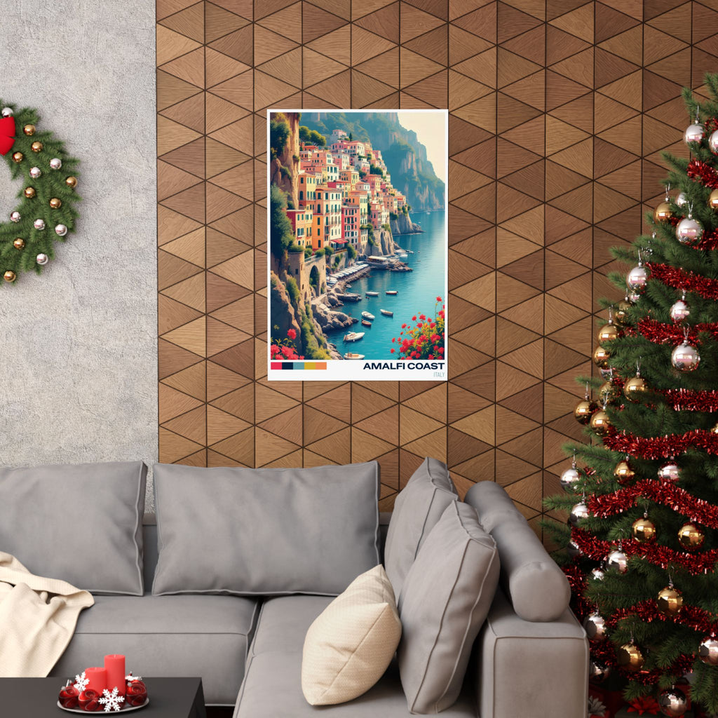 Amalfi Coast Matte Vertical Poster - Vibrant Coastal Wall Art for Home Decor