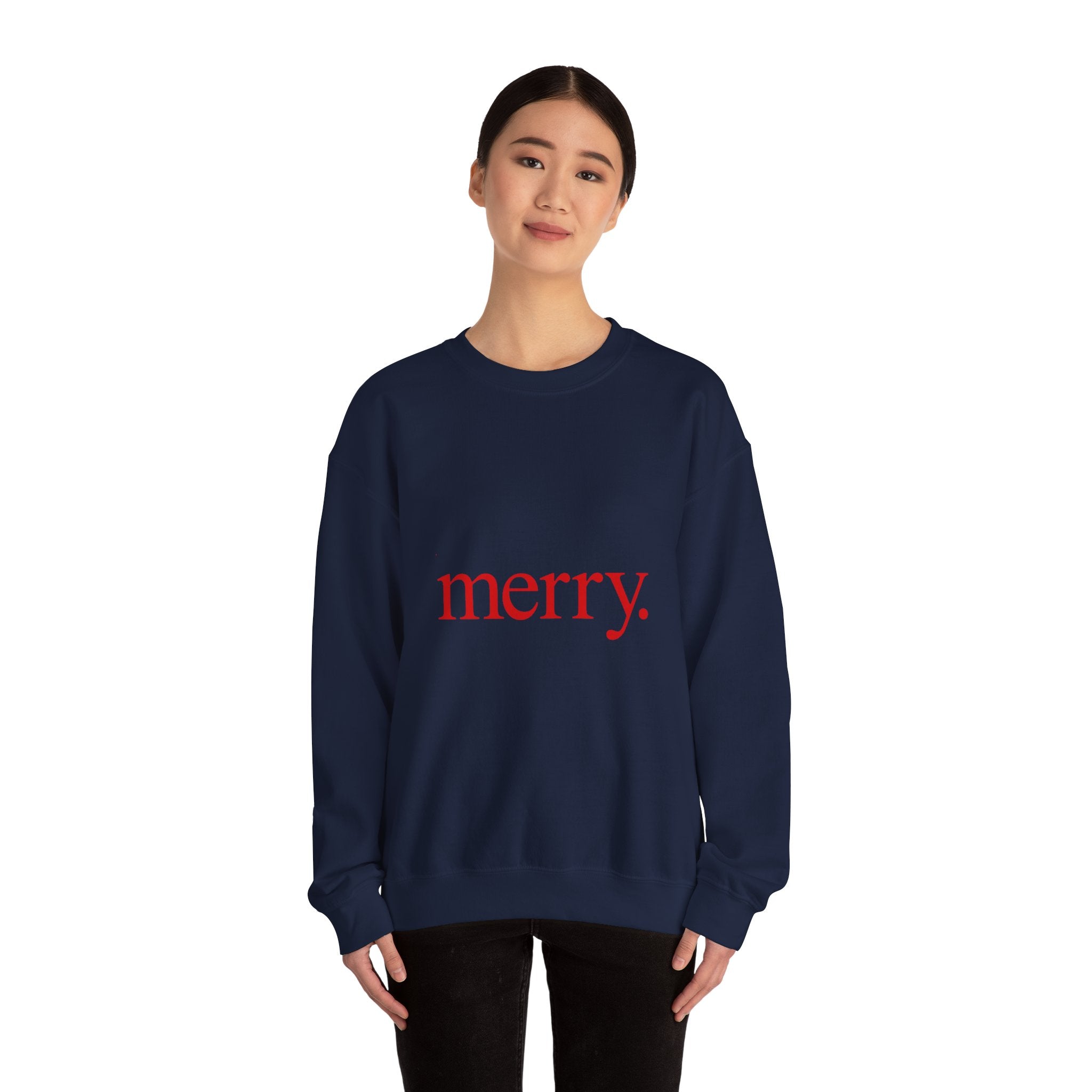 Merry. Holiday Crewneck Sweatshirt — Minimal Christmas Graphic