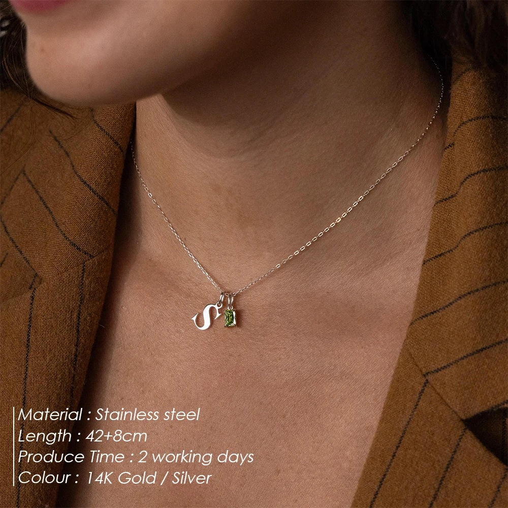 Custom Letter Necklace | Engraved Name Pendant, Stainless Steel Chain