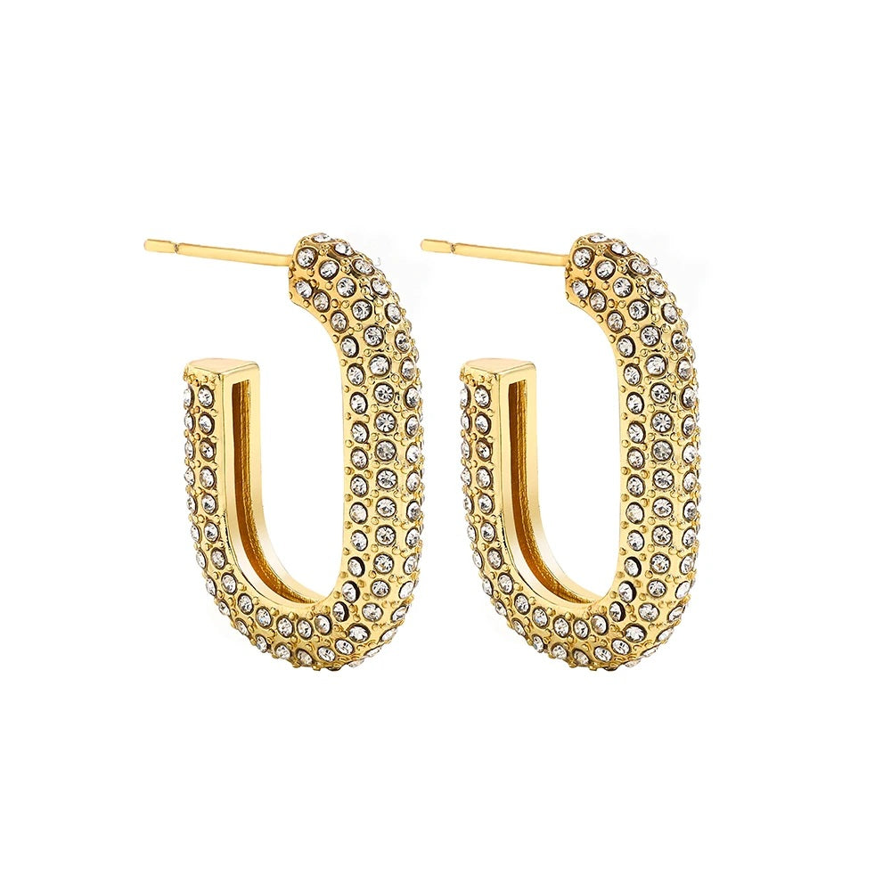 Gold-Plated Huggie Hoop Earrings | Geometric U-Shape Stainless Steel Hoops for Women
