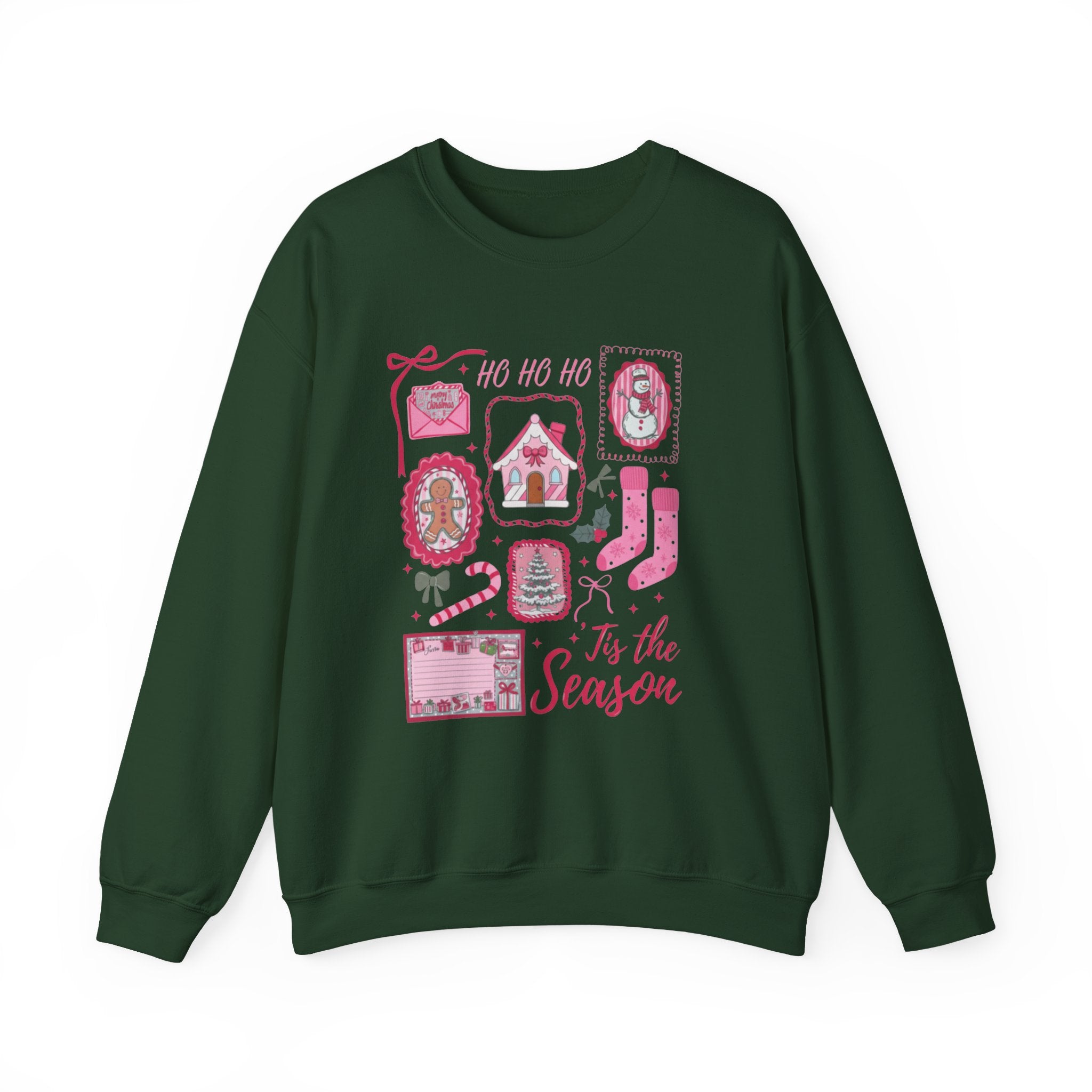 Holiday Graphic Sweatshirt — 'Tis the Season Pink Christmas Icons