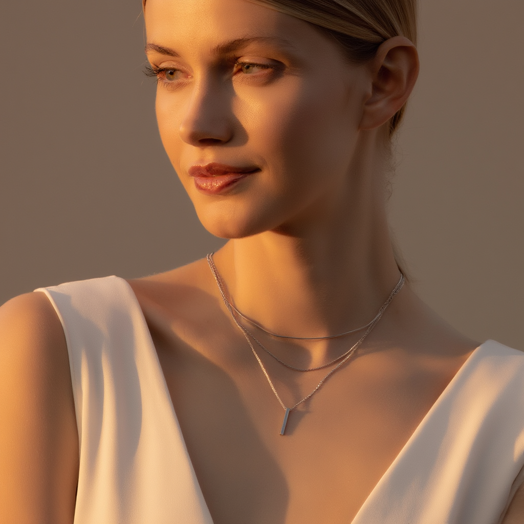 Layered Gold Bar Pendant Necklace┃Rectangular Metal Clavicle Chain for Women | Minimal Everyday Jewelry