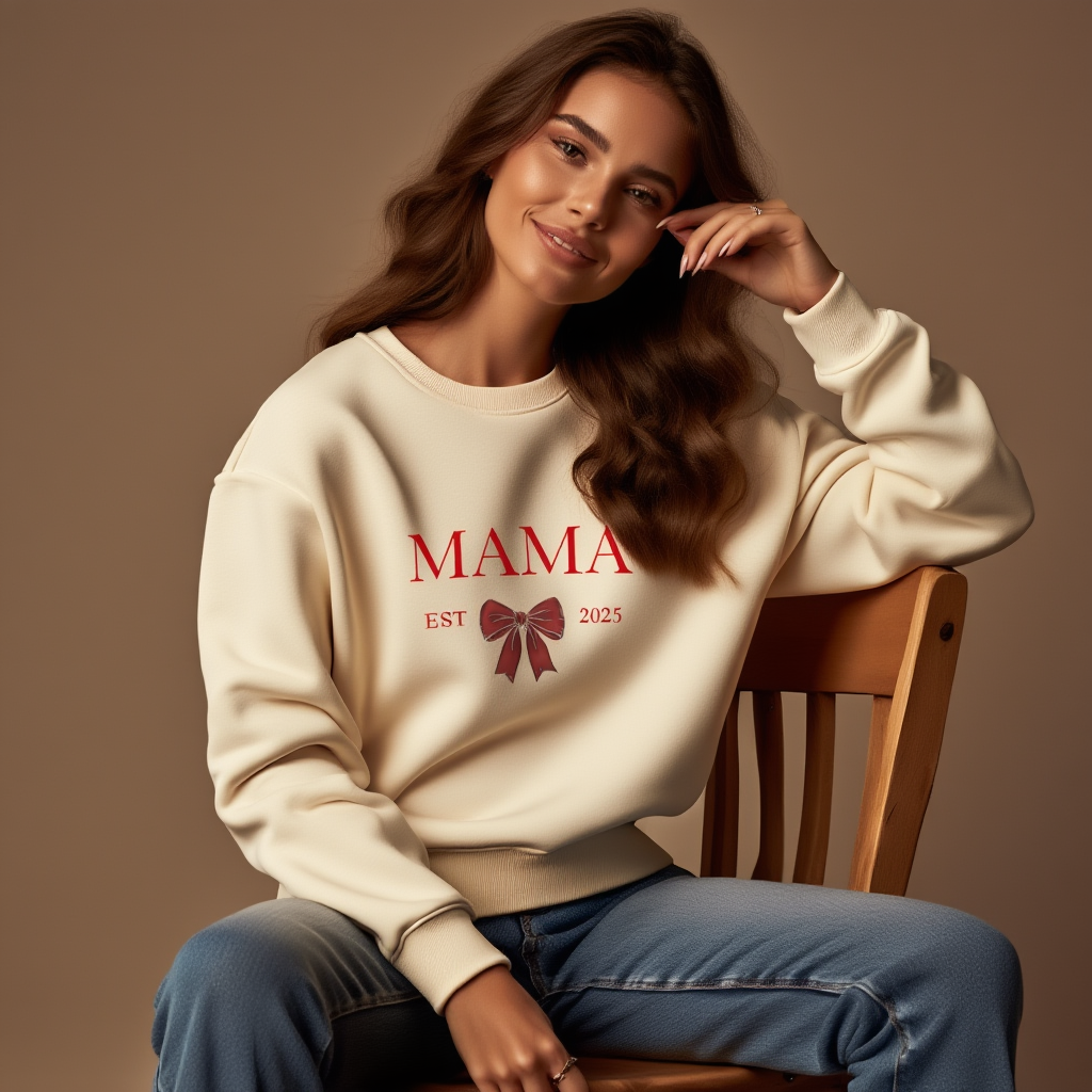 Mama | Bow Crewneck Sweatshirt | New Mom sweatshirt