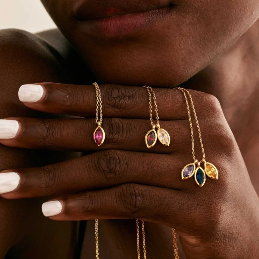 Custom Leaf Birthstone Necklace┃Gift for Her | Birthstone Necklace