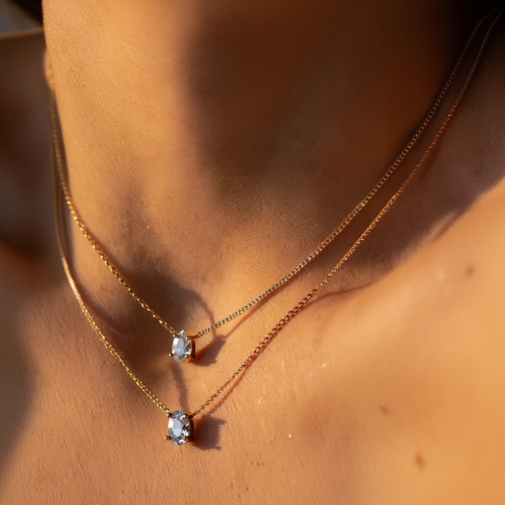 Multilayer Pendant Necklace┃Trendy Layered Choker Chain for Women, Shiny Party Jewelry Gift